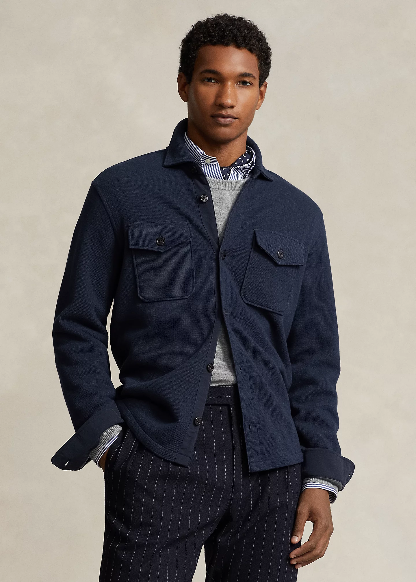 Double-Knit Mesh Overshirt