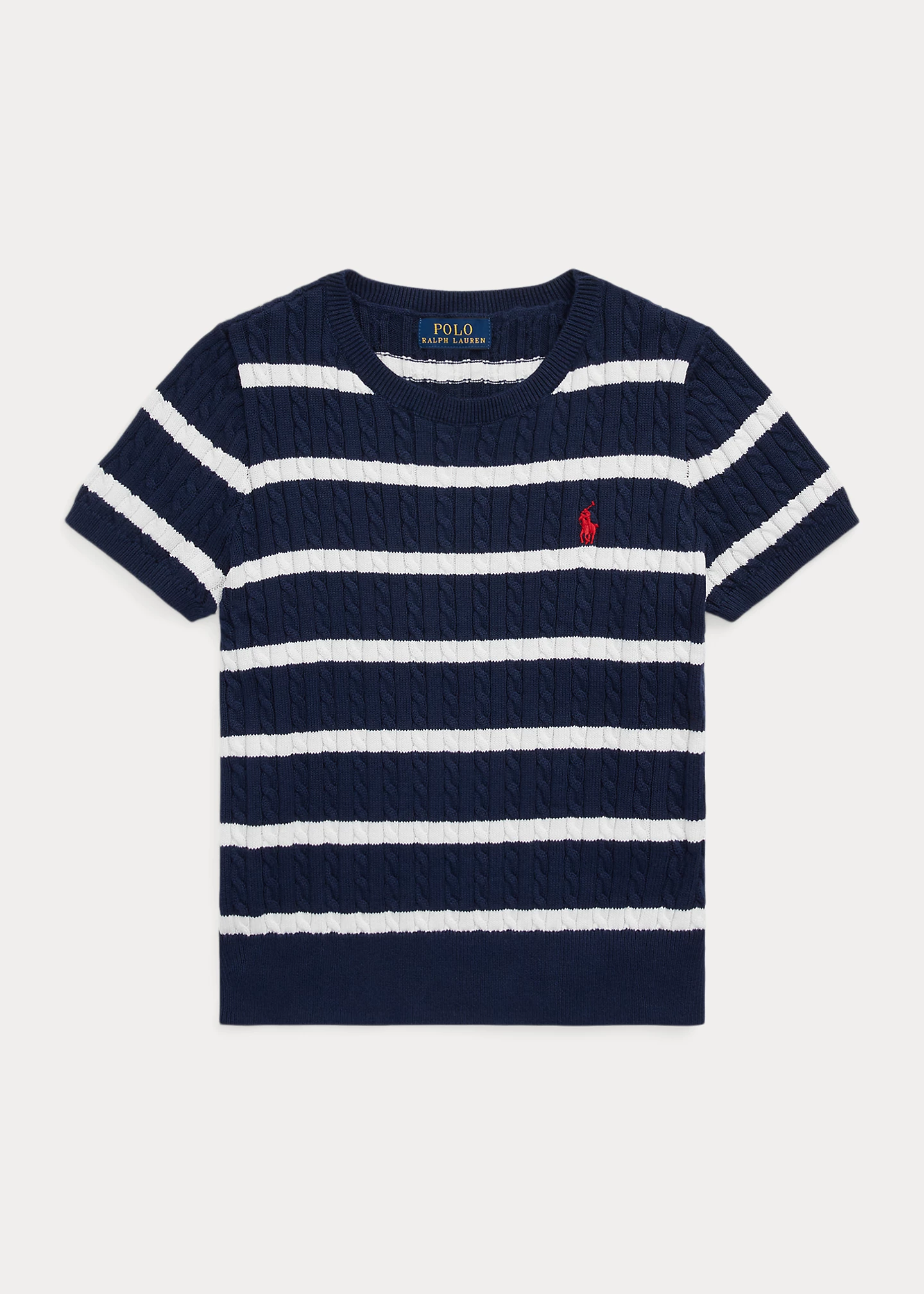 Striped Cotton Short-Sleeve Sweater