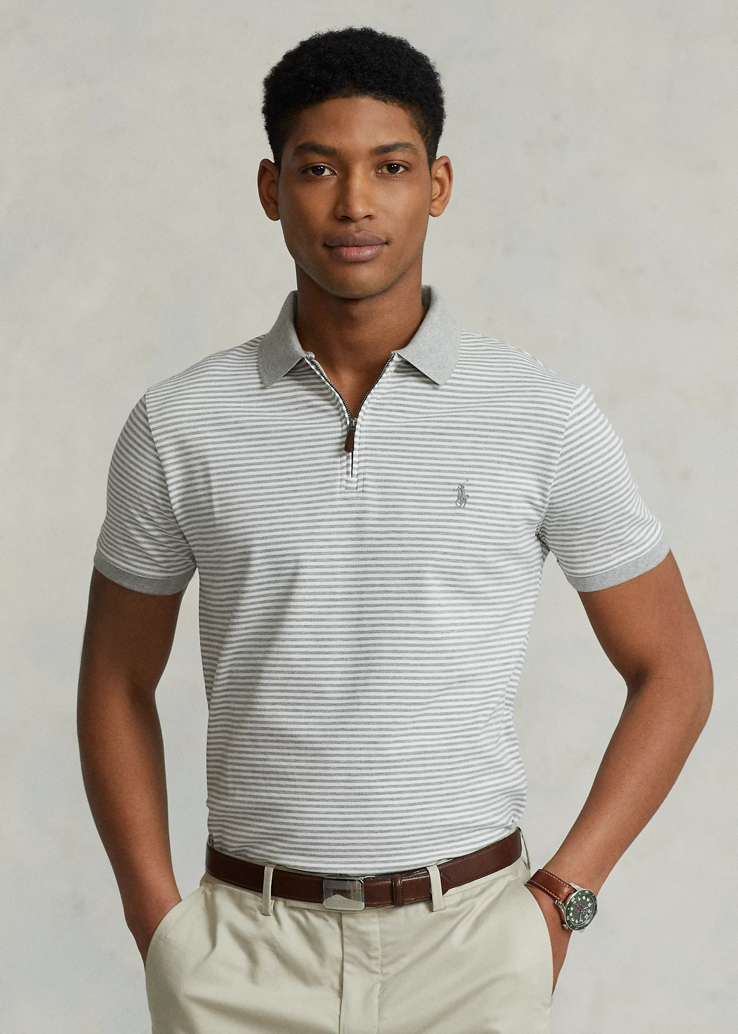 Custom Slim Fit Stretch Mesh Polo Shirt
