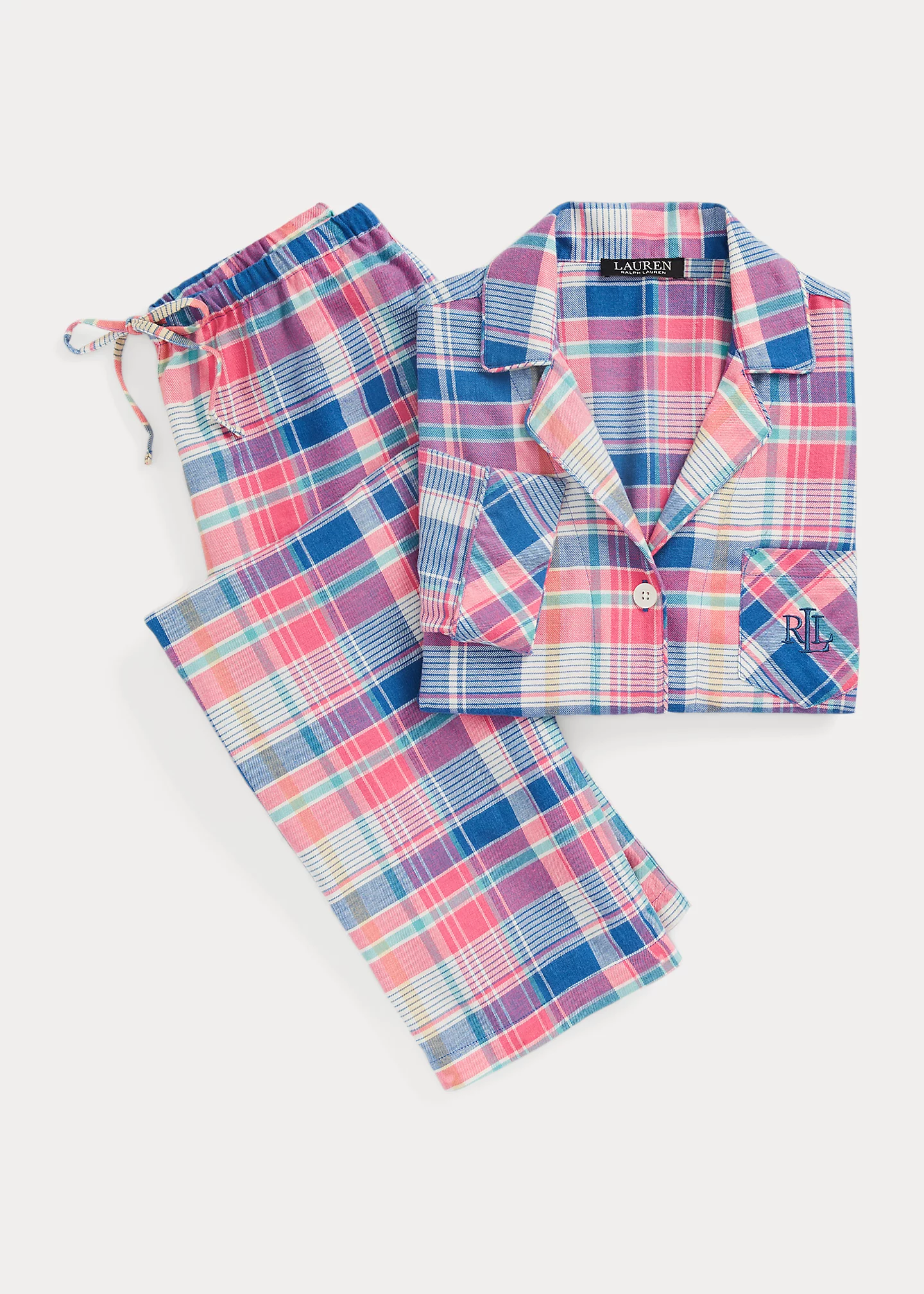Checked Plaid Brushed Twill Sleep Set