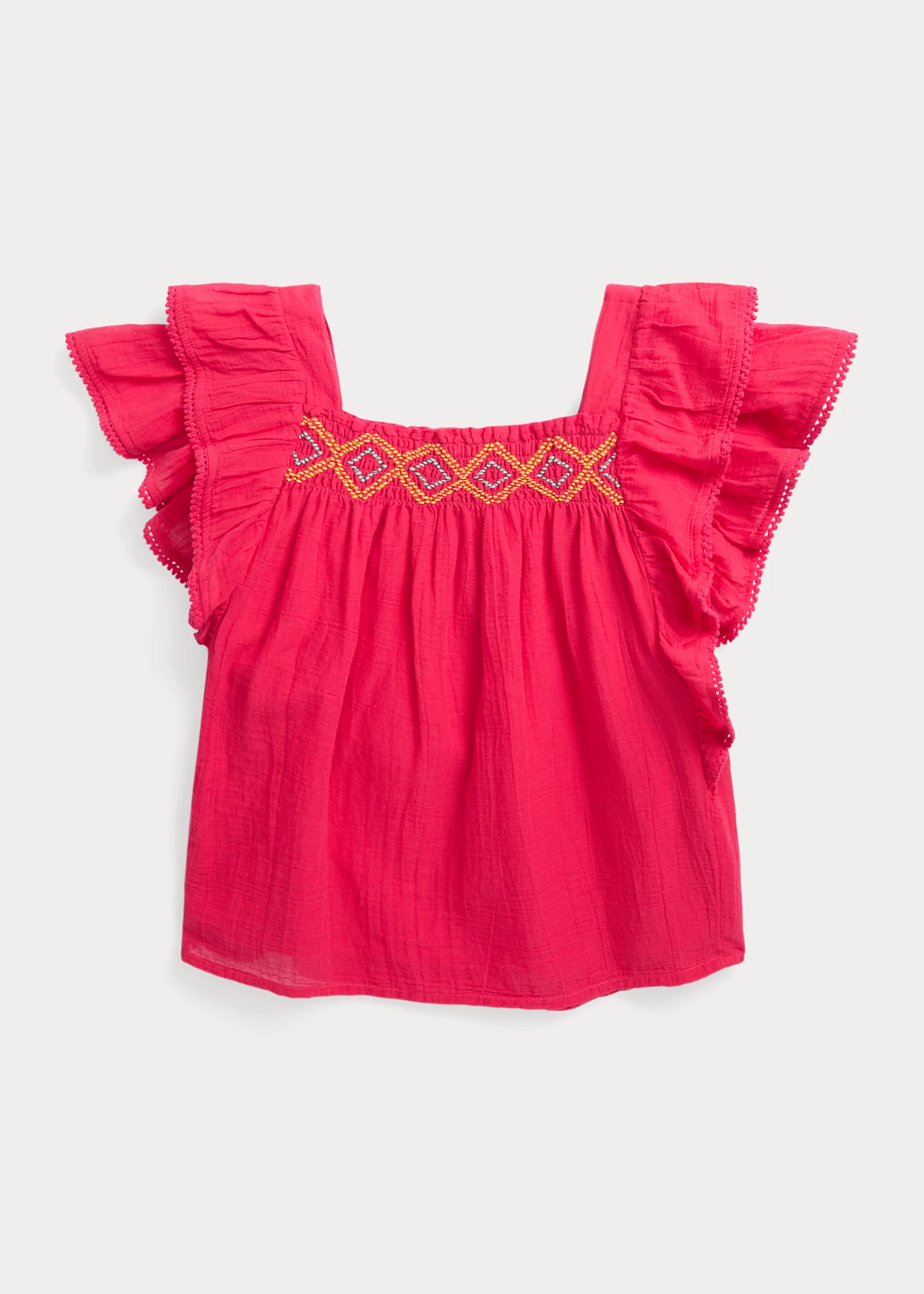 Ruffled Cotton Gauze Top