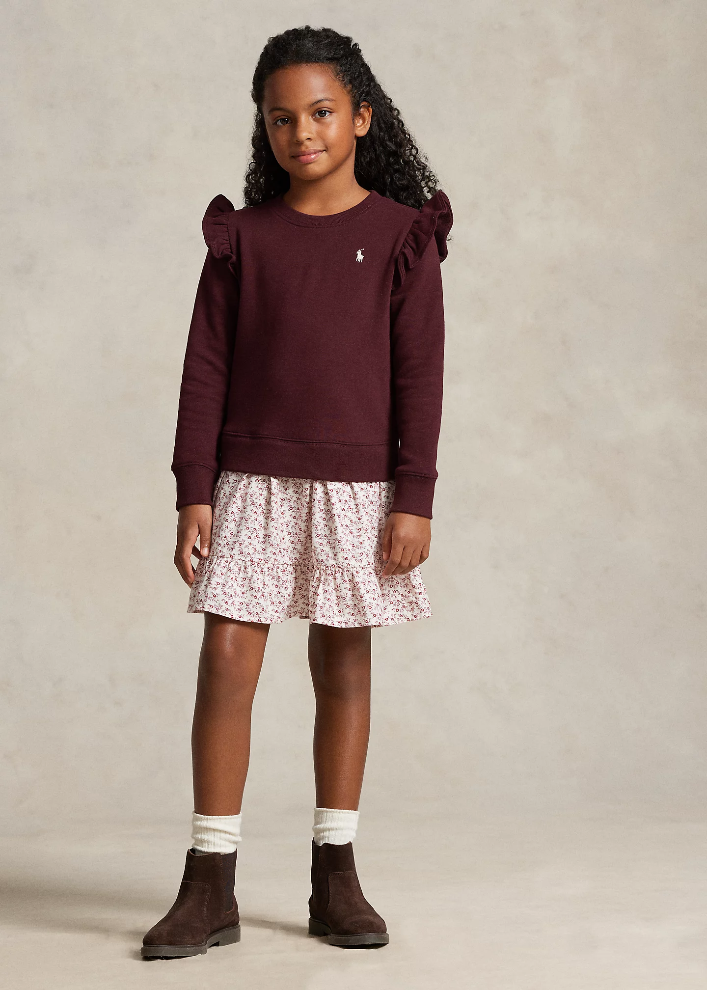 Floral Fleece Sweatshirt Dress