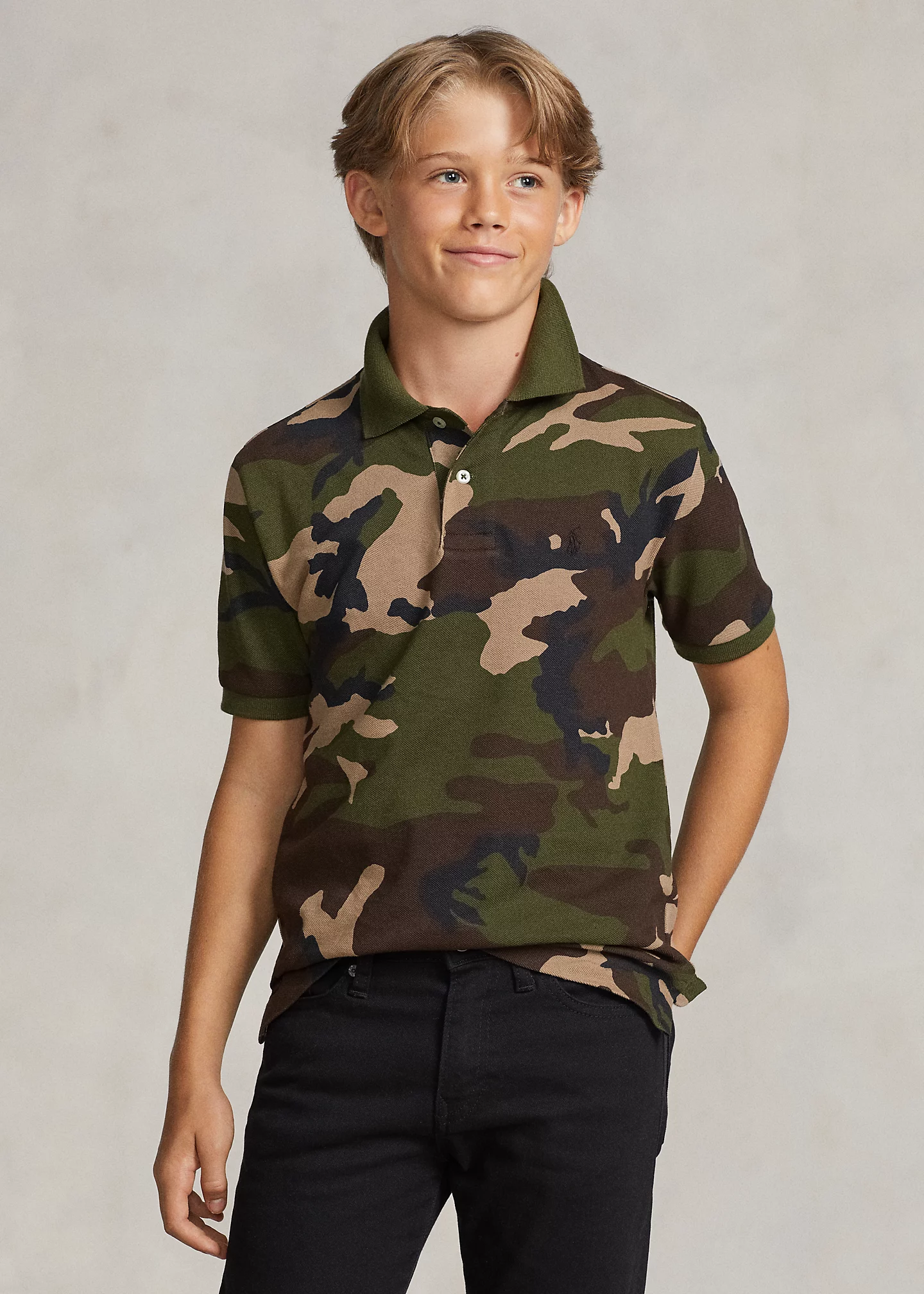 Camo Cotton Mesh Polo Shirt