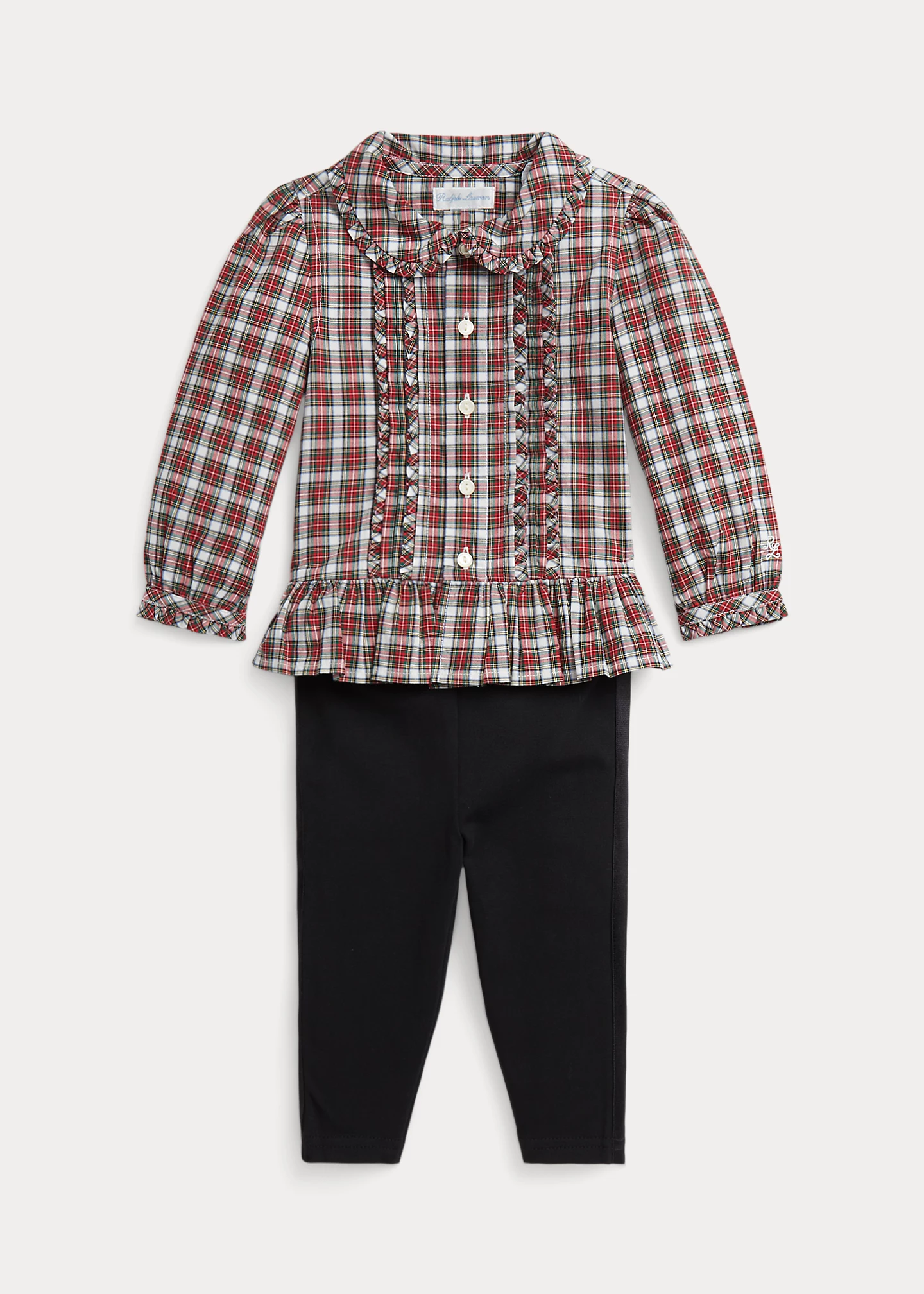 Plaid Poplin Shirt & Jersey Legging Set