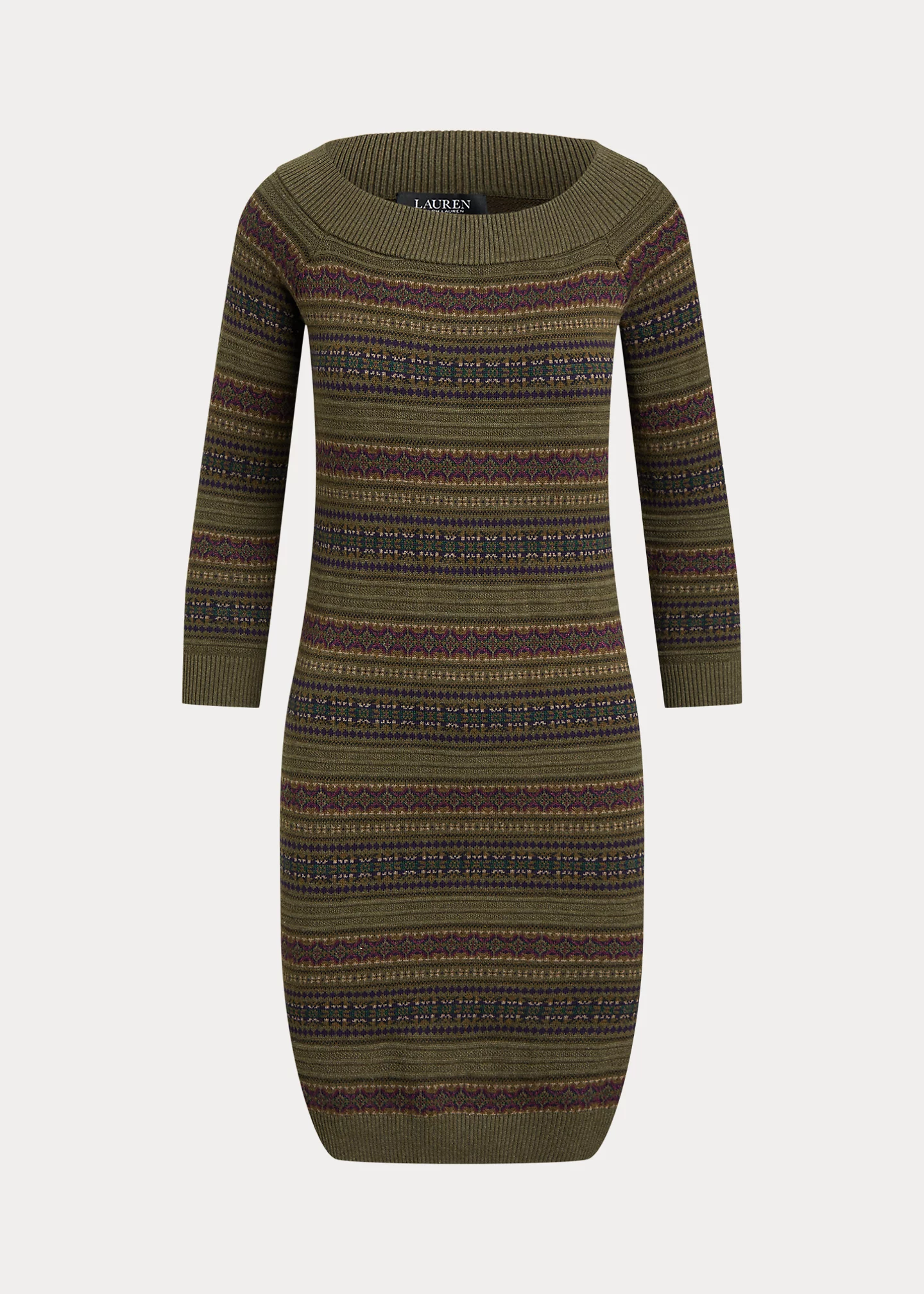 Fair Isle Off-the-Shoulder Sweater Dress
