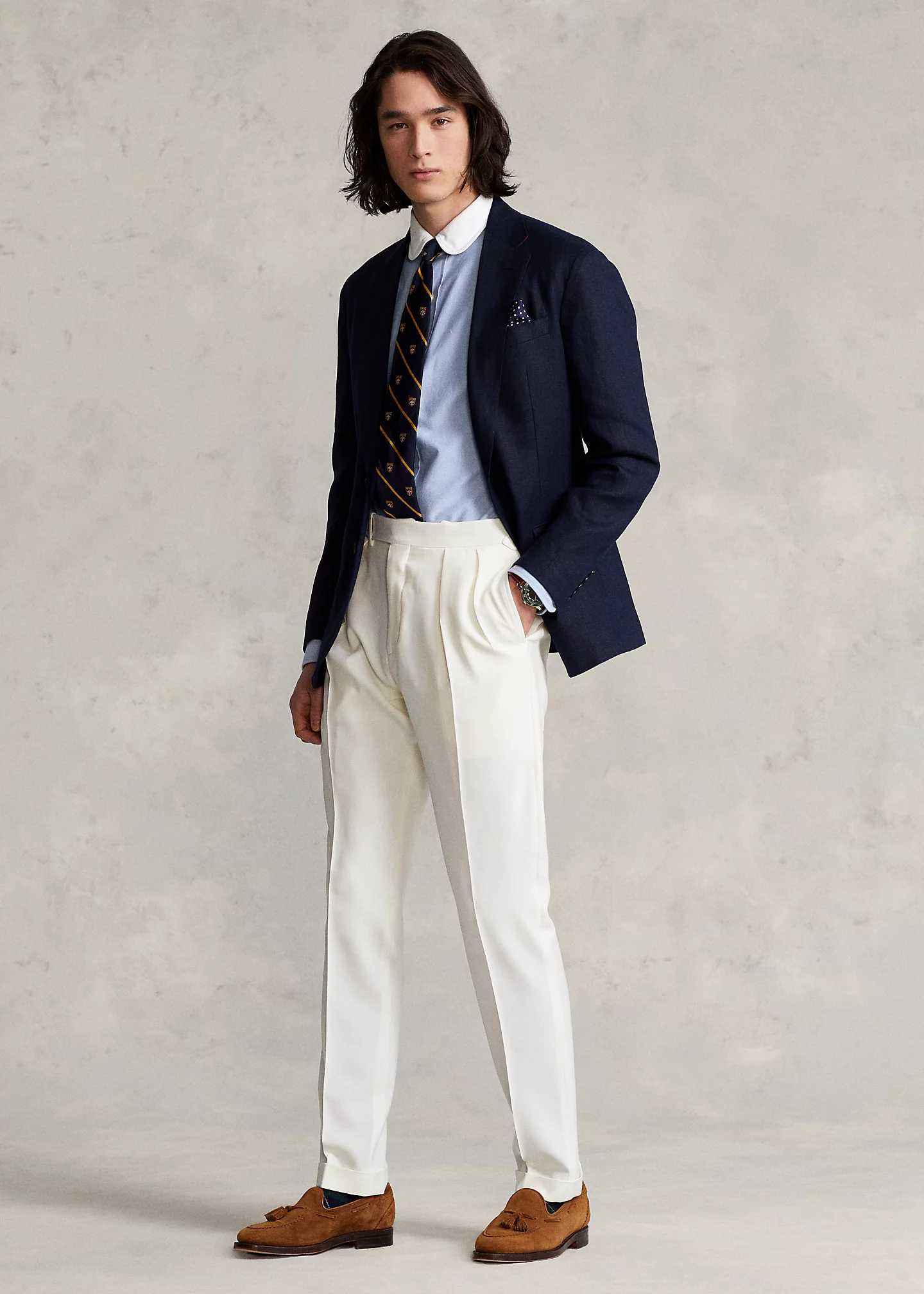 Pleated Wool Barathea Trouser