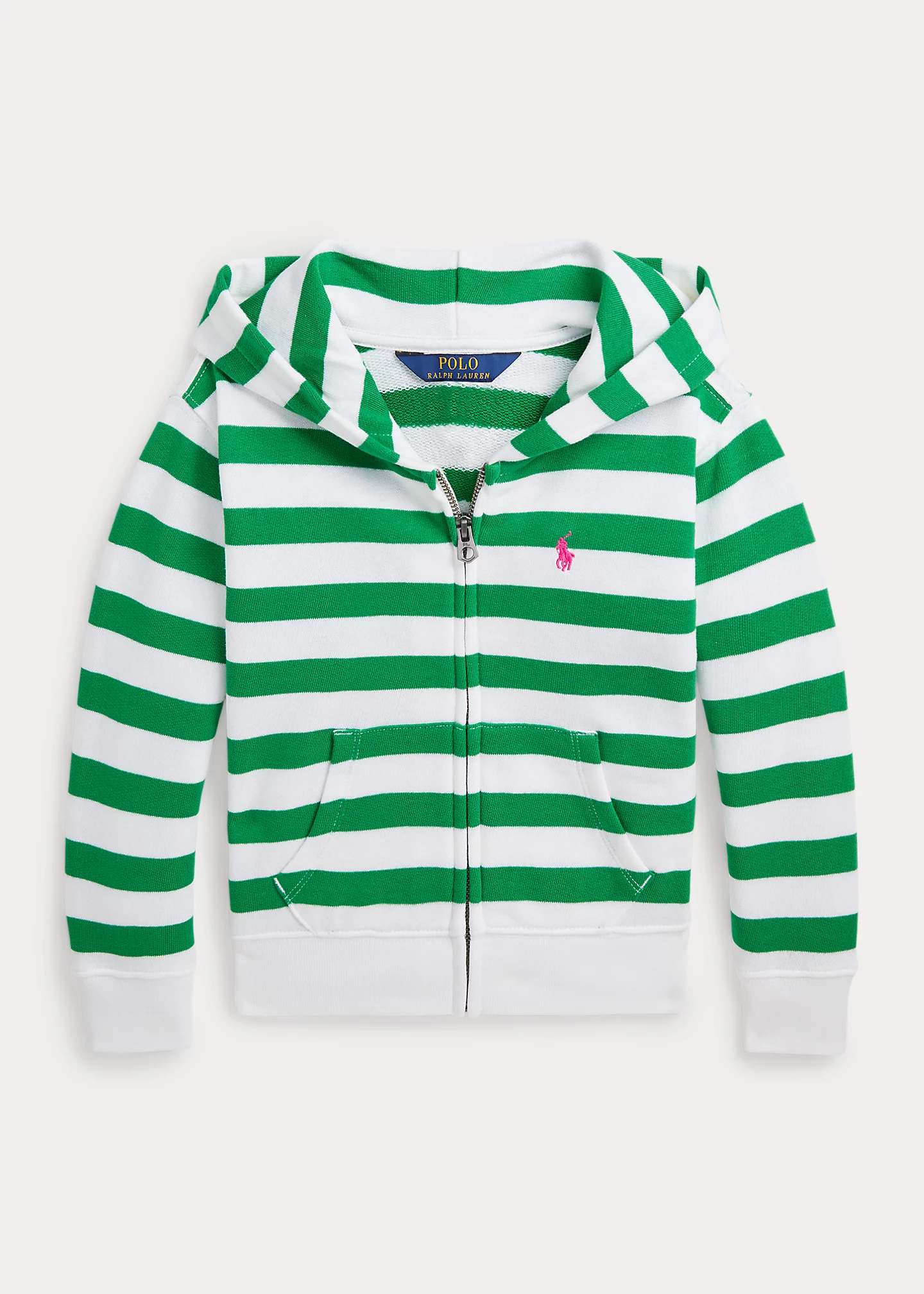 Striped Logo Terry Full-Zip Hoodie