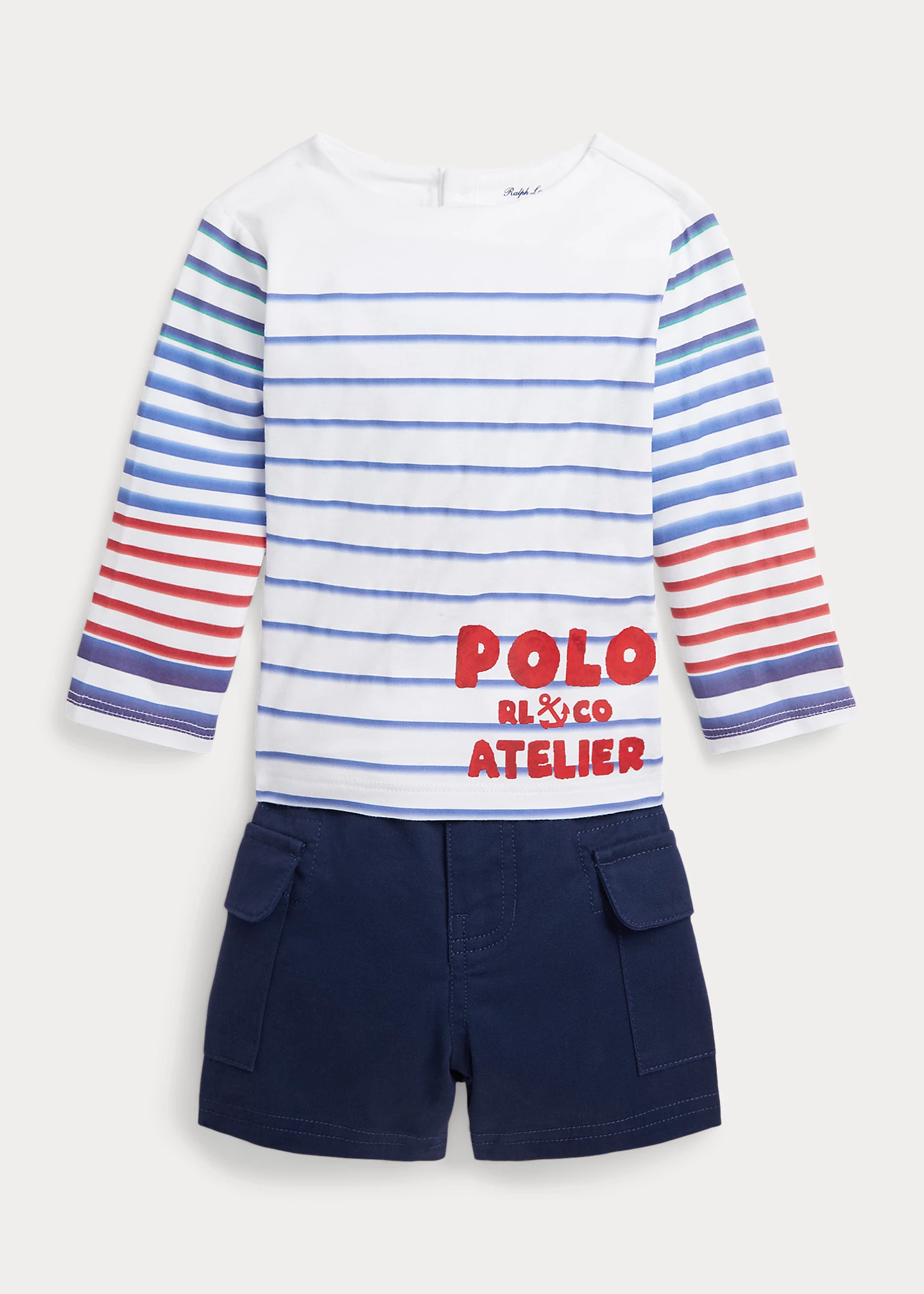 Striped Cotton Tee & Cargo Short Set