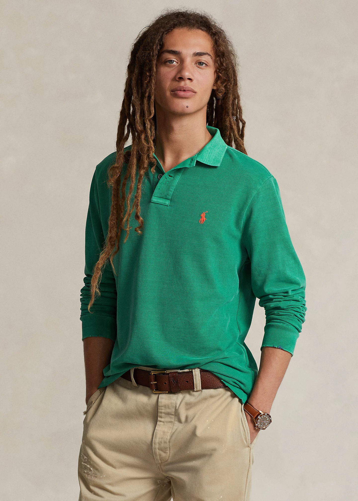 Classic Fit Garment-Dyed Mesh Polo Shirt