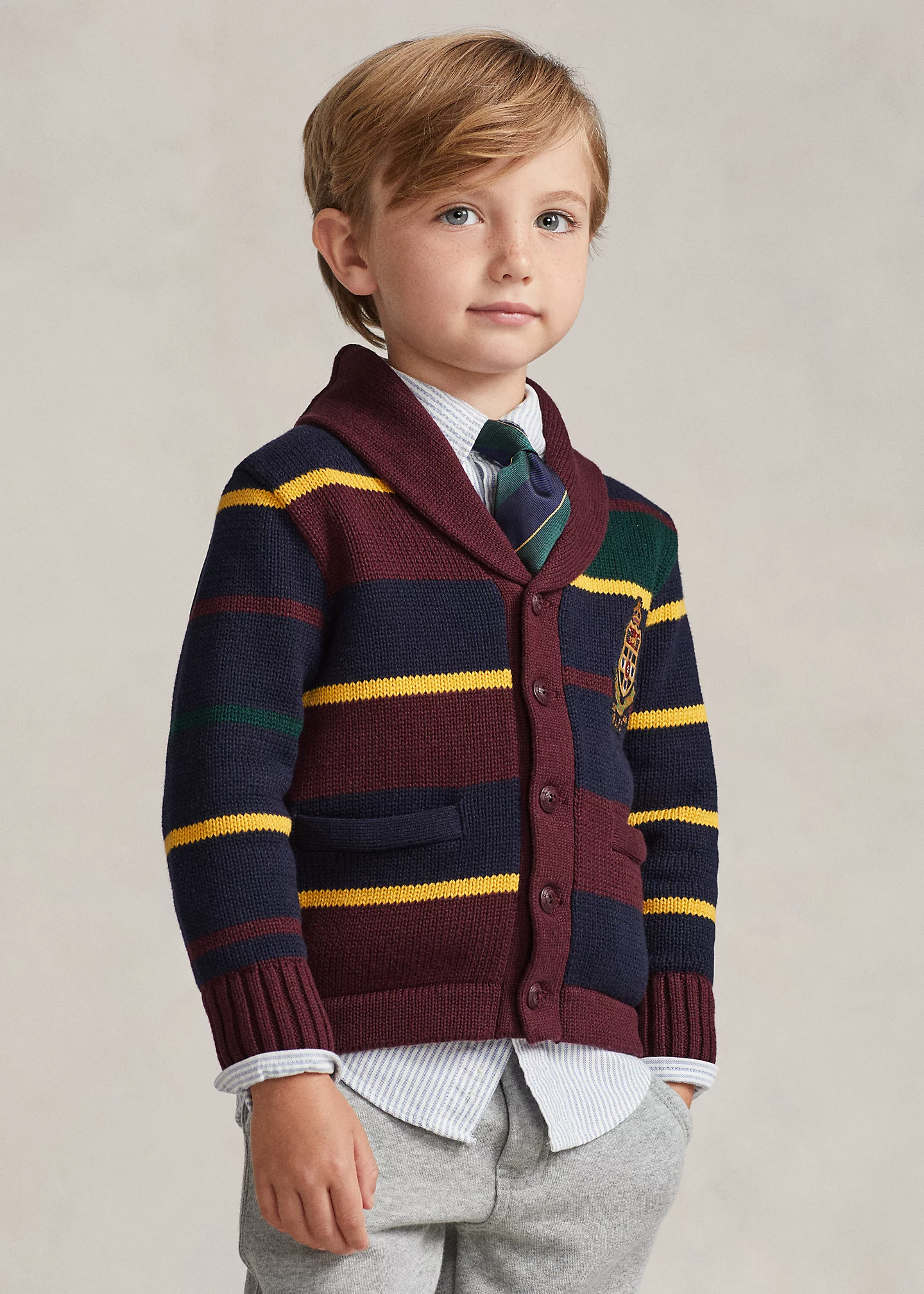 Striped Patchwork Cotton Cardigan