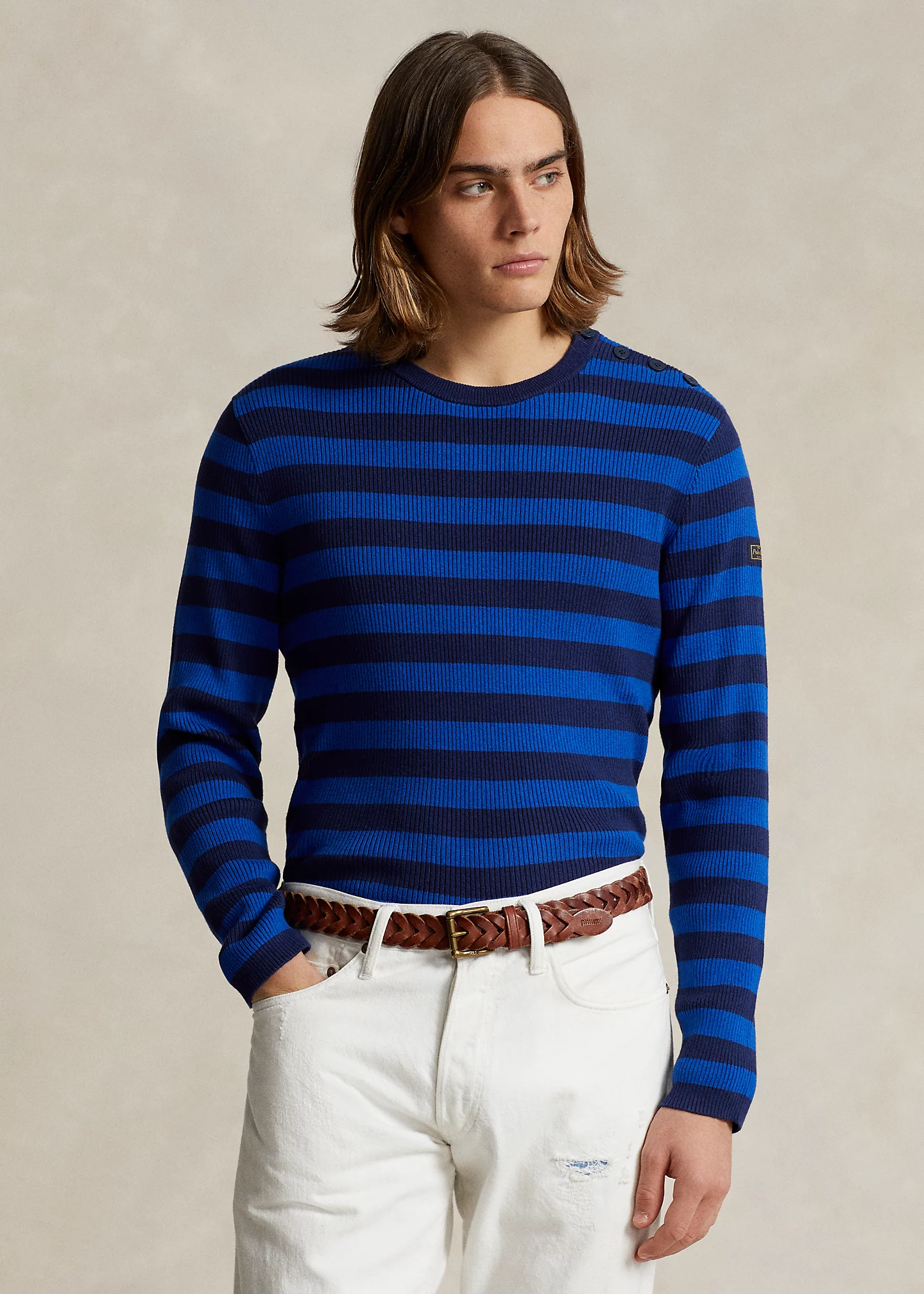 Striped Rib-Knit Cotton-Cashmere Sweater