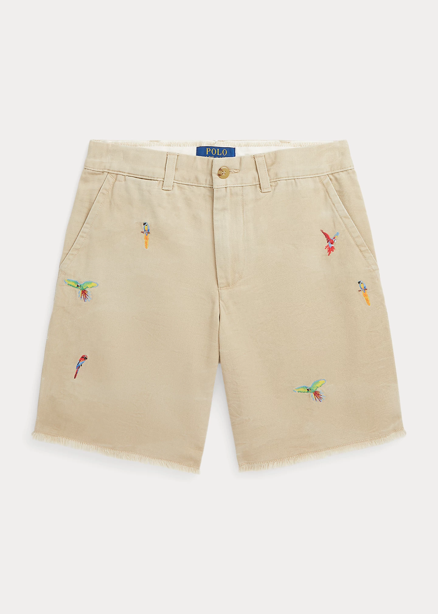 Parrot-Embroidered Cotton Chino Short