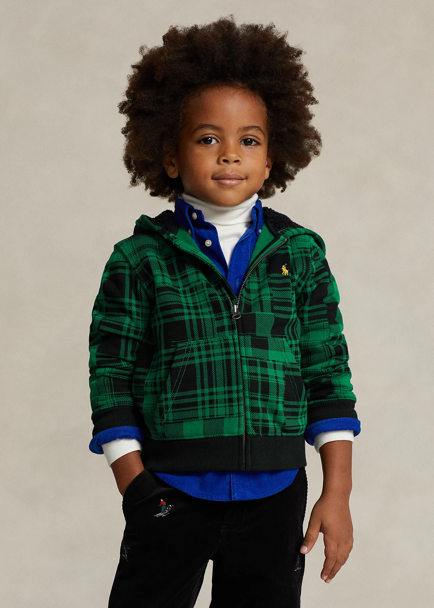 Plaid Fleece Full-Zip Hoodie