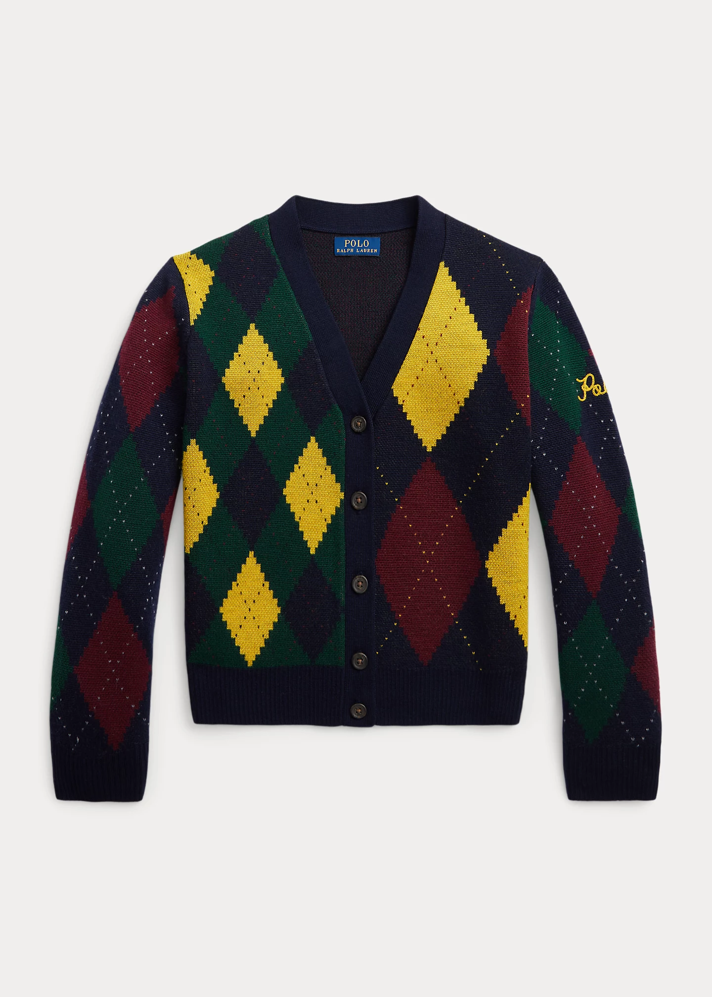 Argyle Wool V-Neck Cardigan