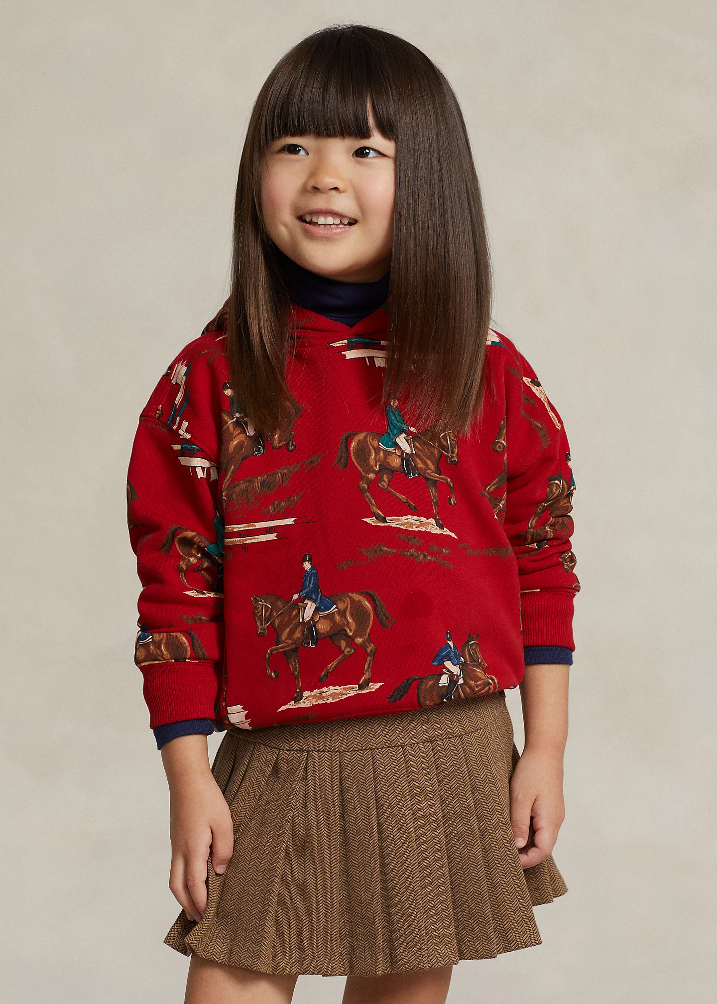 Equestrian-Print Fleece Hoodie