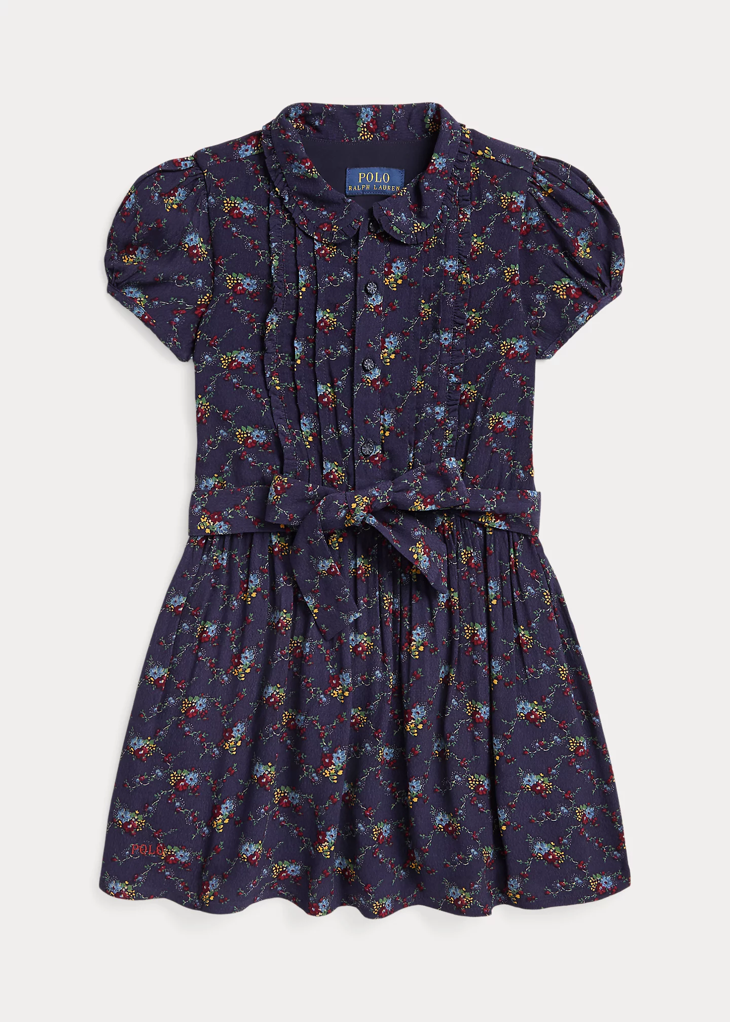 Floral Pintucked Crepe Dress