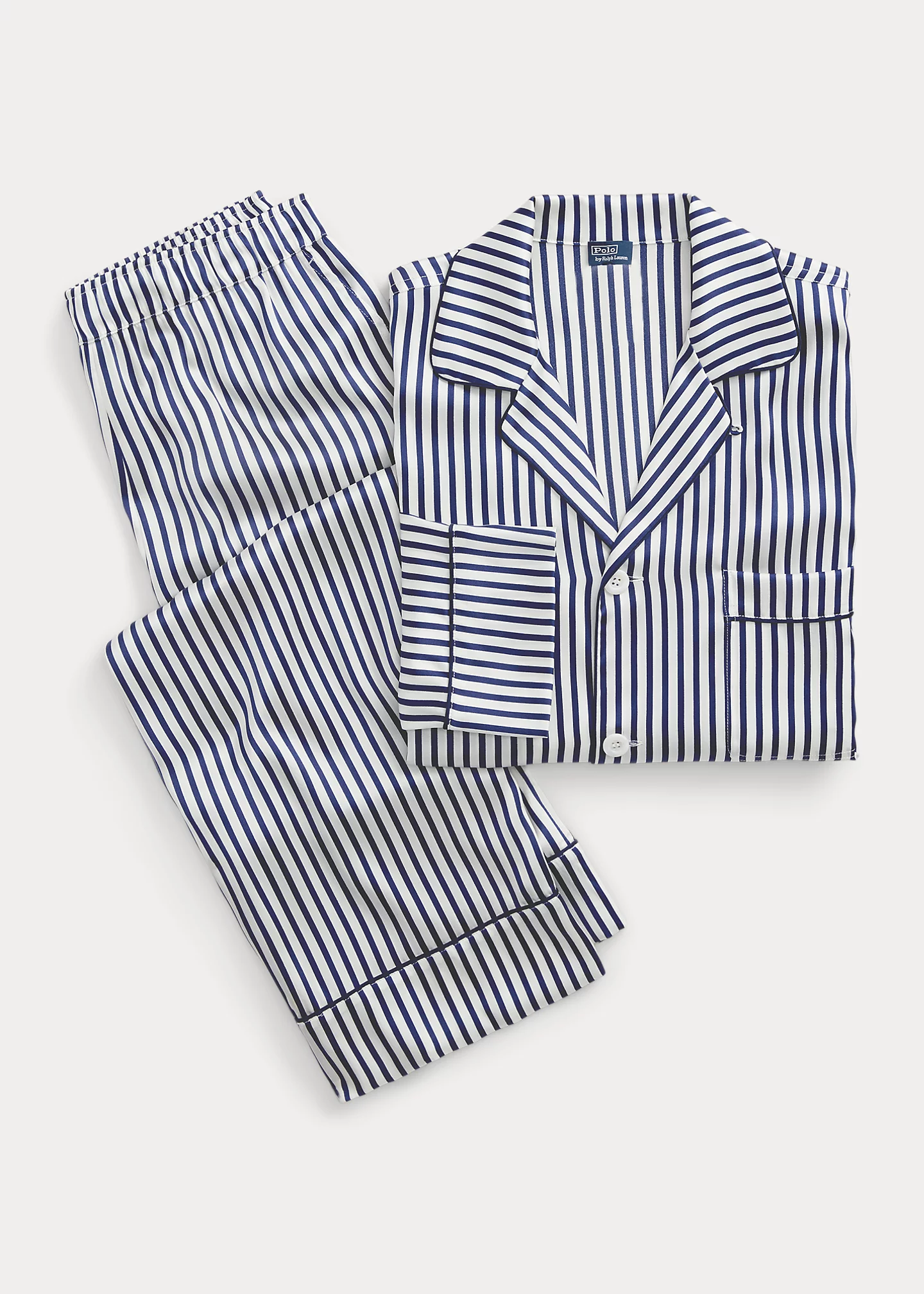 Striped Stretch Silk Long-Sleeve PJ Set