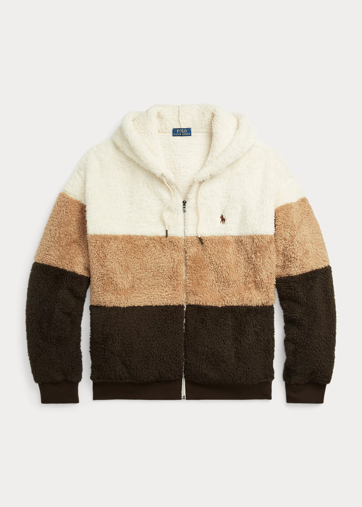Color-Blocked Pile Fleece Hoodie