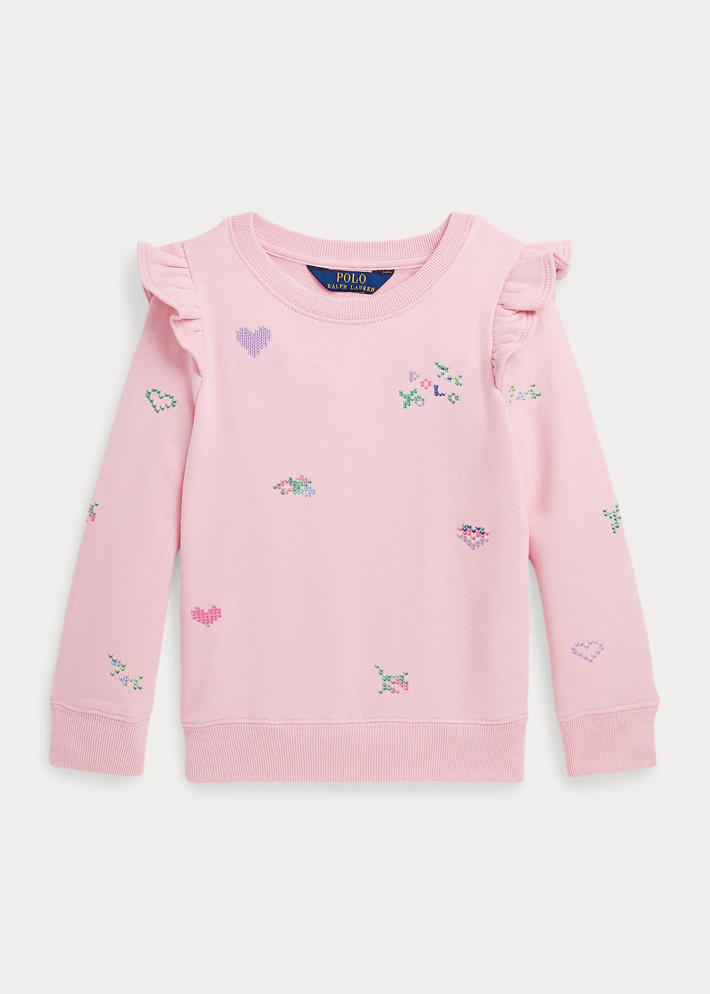 Embroidered Ruffled Fleece Sweatshirt