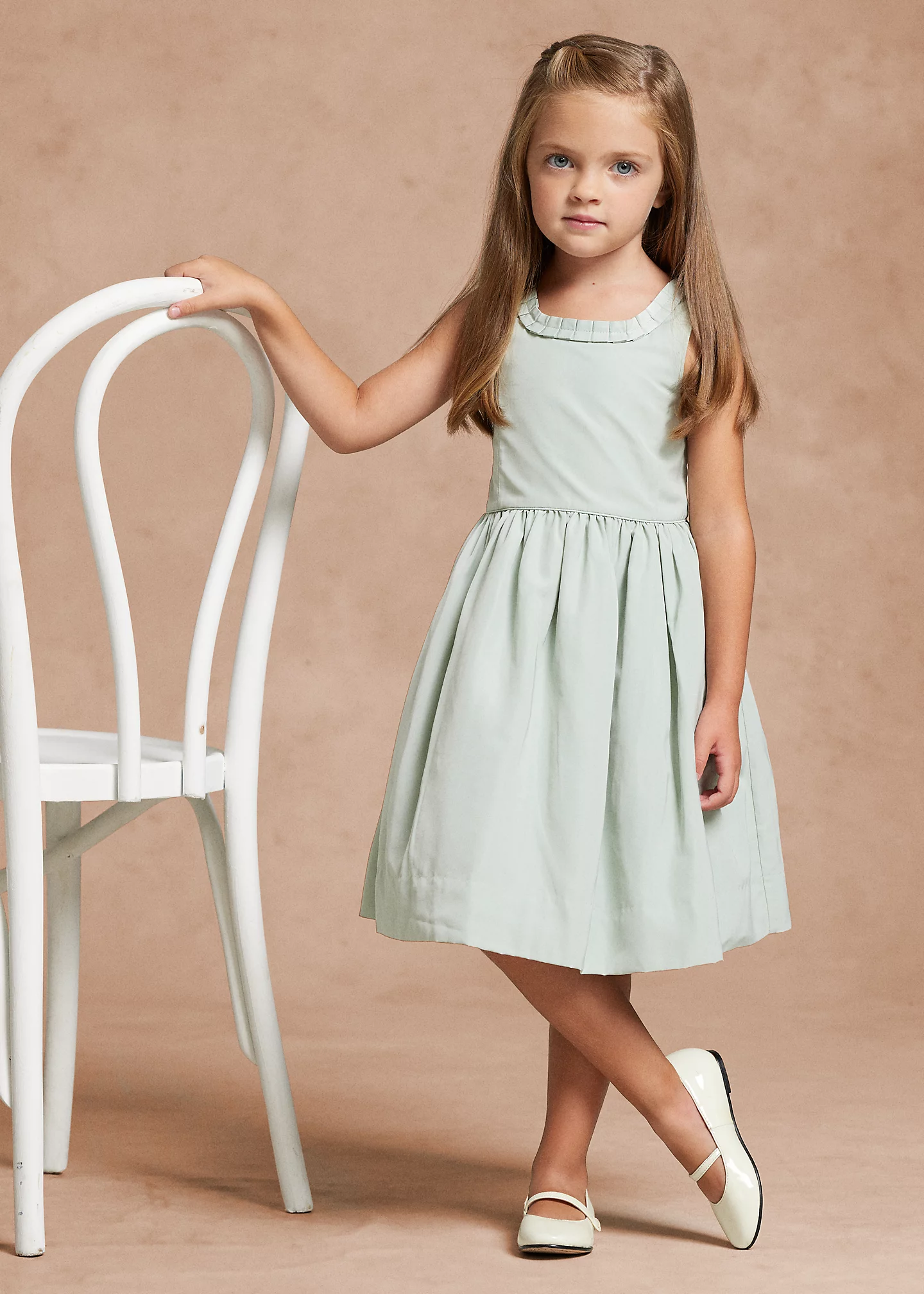 Pleated-Trim Faille Dress