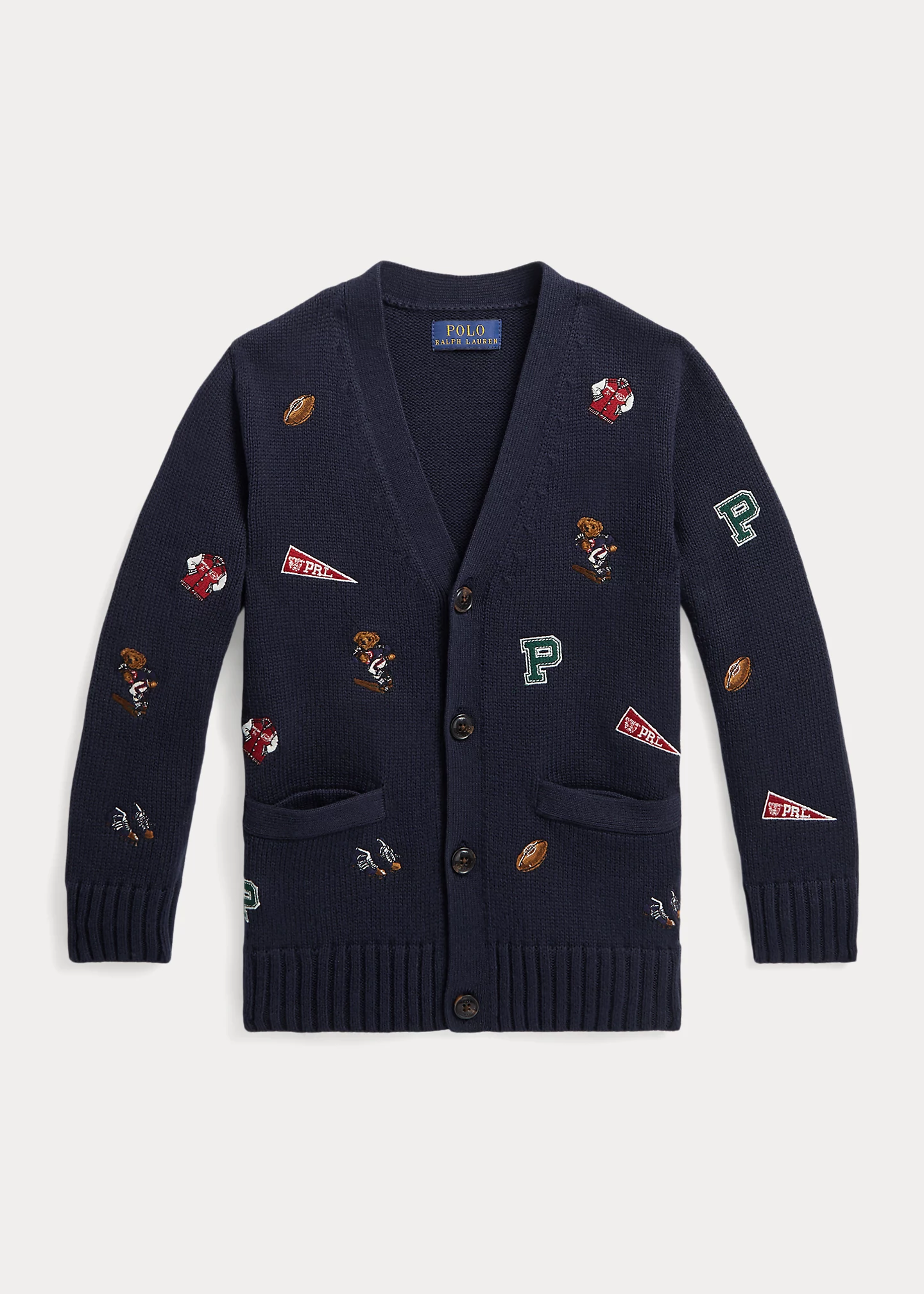 Polo Bear Cotton V-Neck Cardigan