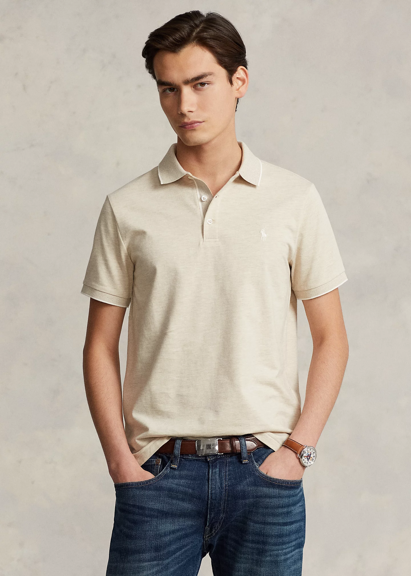 Custom Slim Fit Textured Mesh Polo Shirt