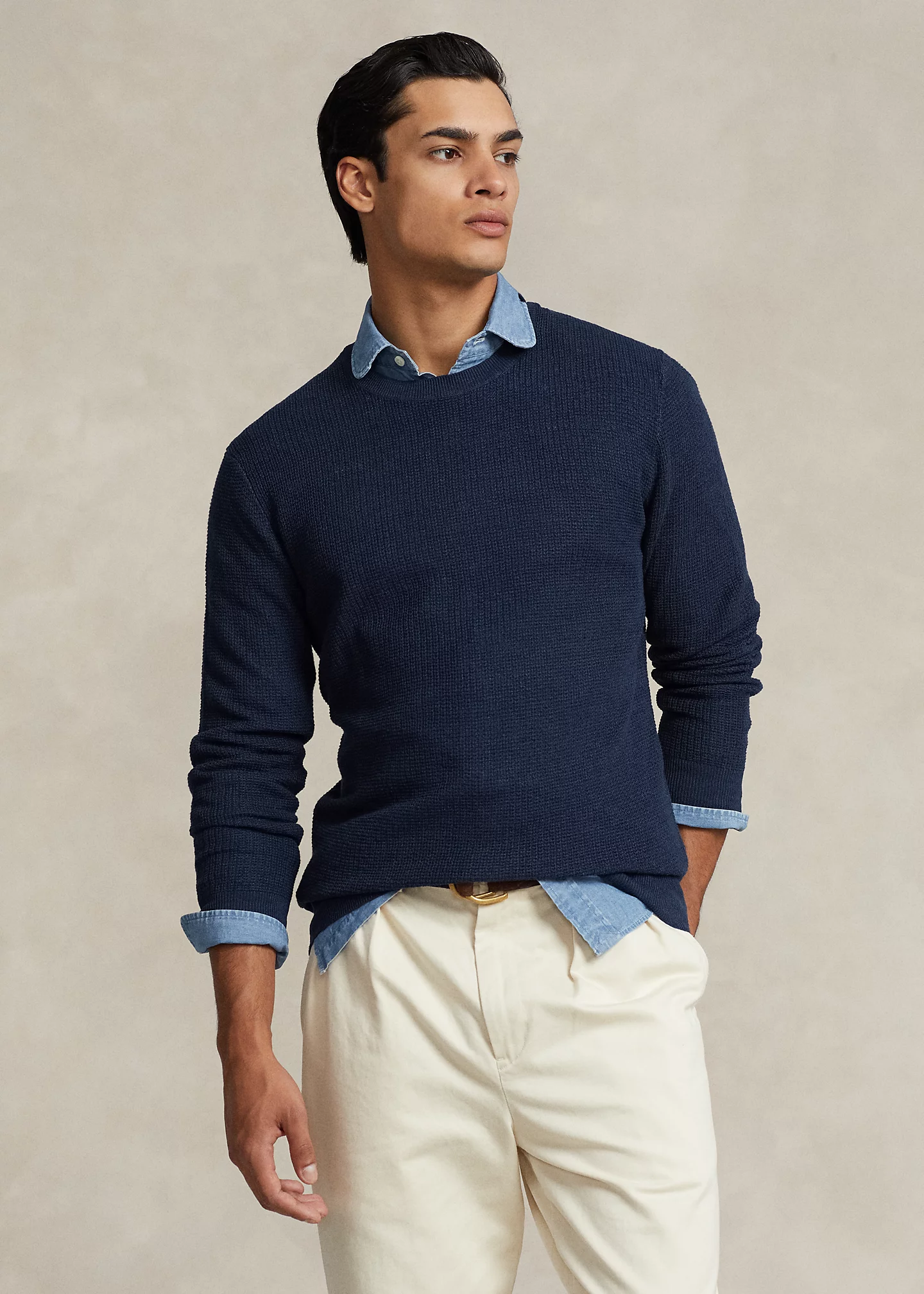 Textured Linen Crewneck Sweater