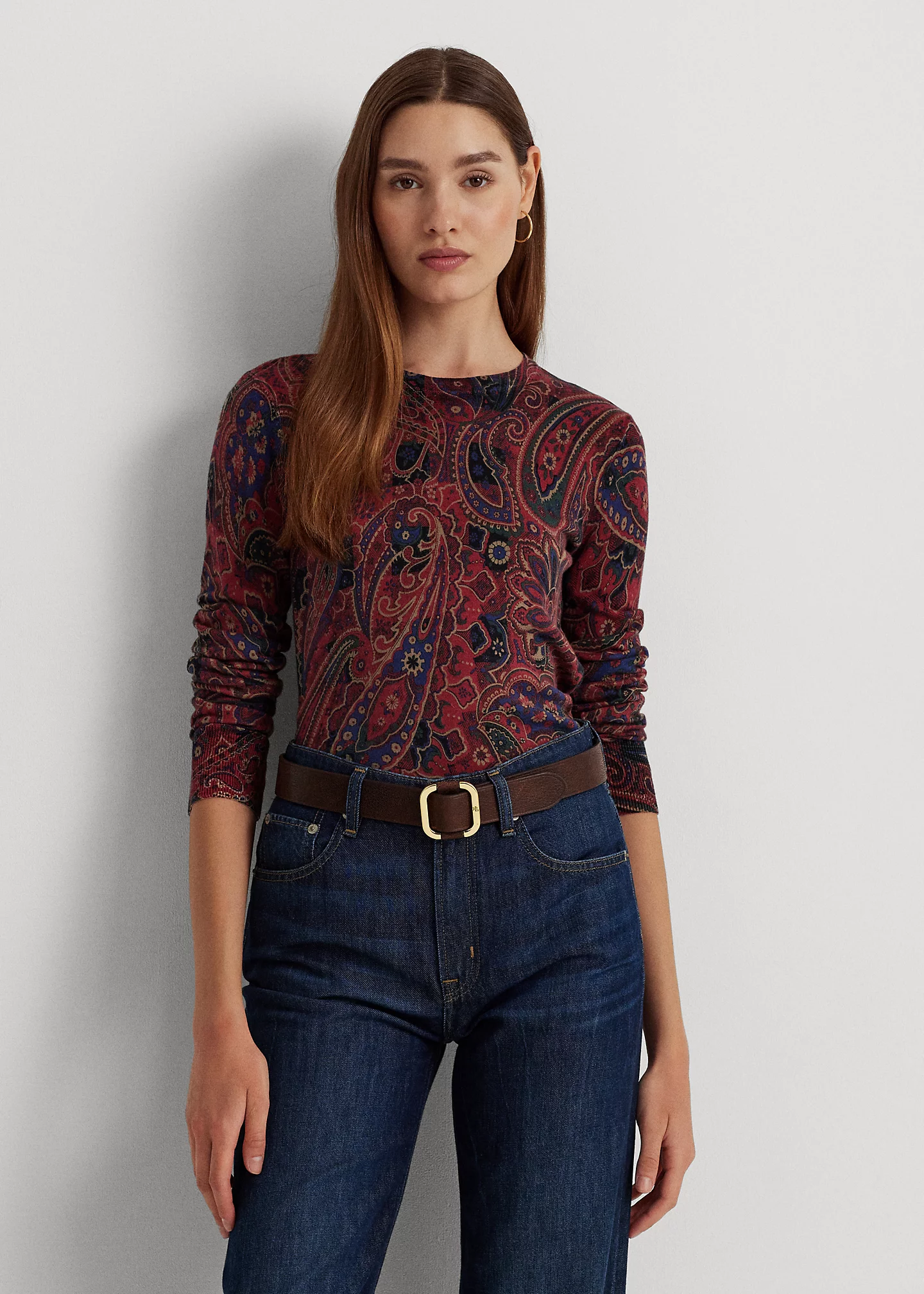 Checked Paisley Cotton-Blend Sweater