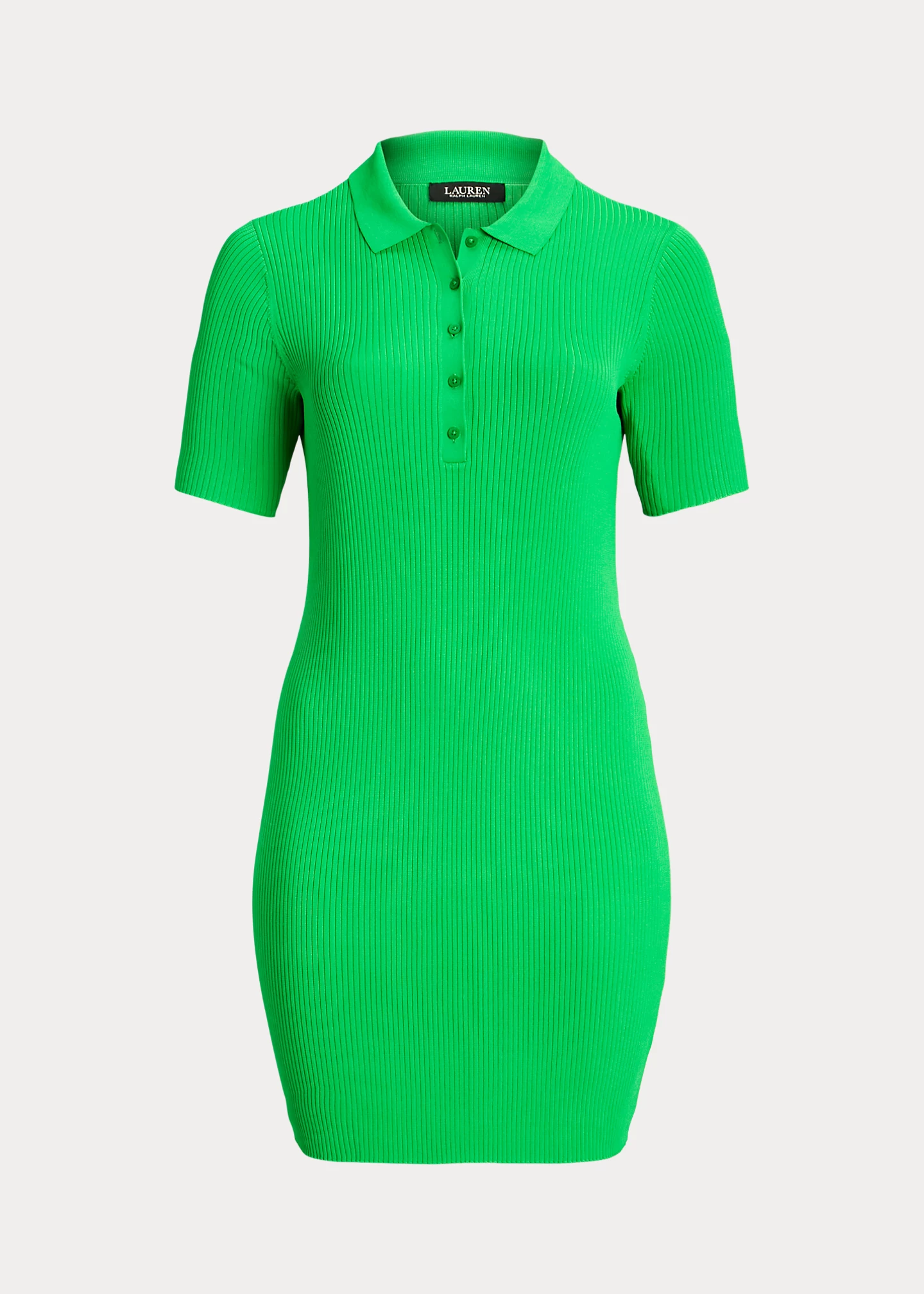 Rib-Knit Polo Sweater Dress