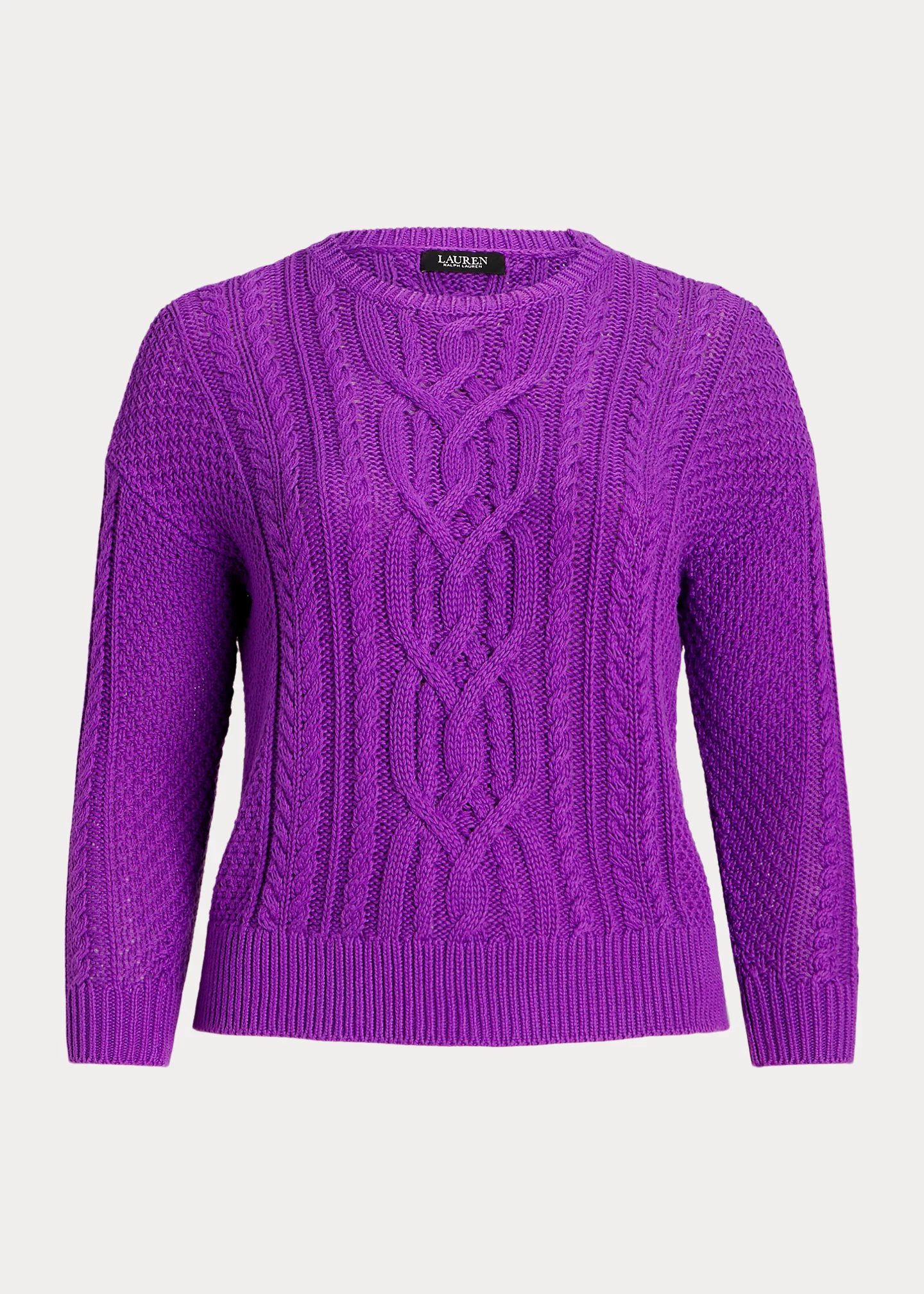 Cable-Knit Cotton Crewneck Sweater