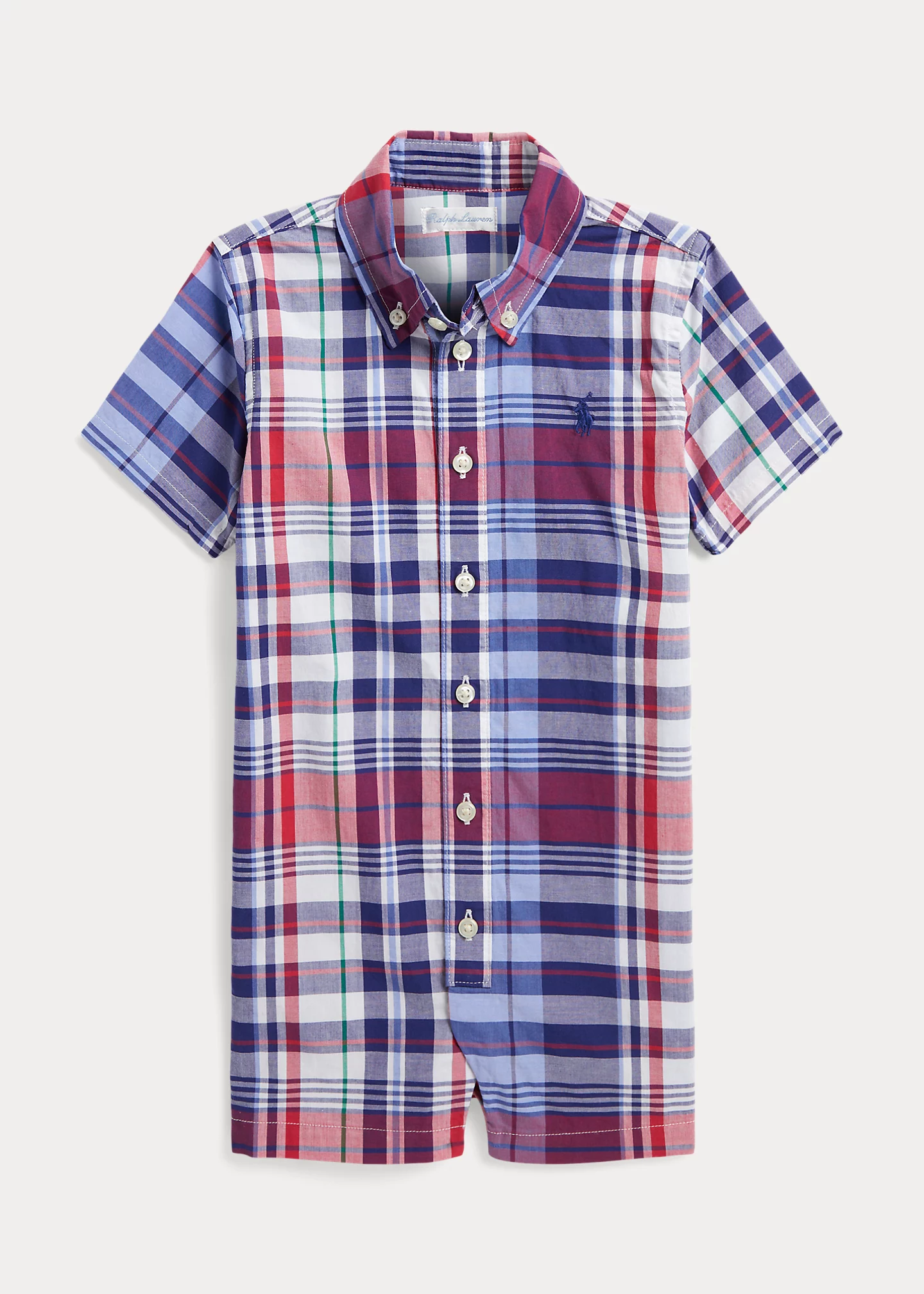 Plaid Cotton Poplin Shortall