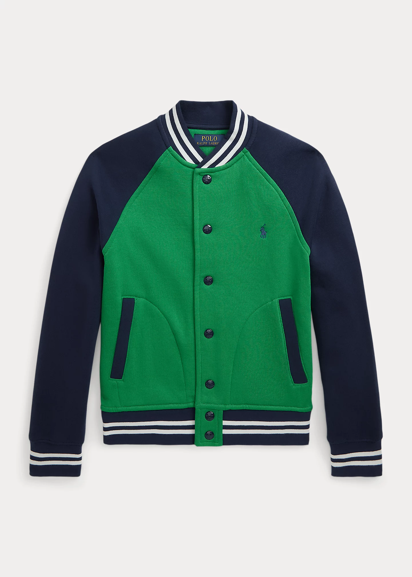 Color-Blocked Fleece Baseball Jacket