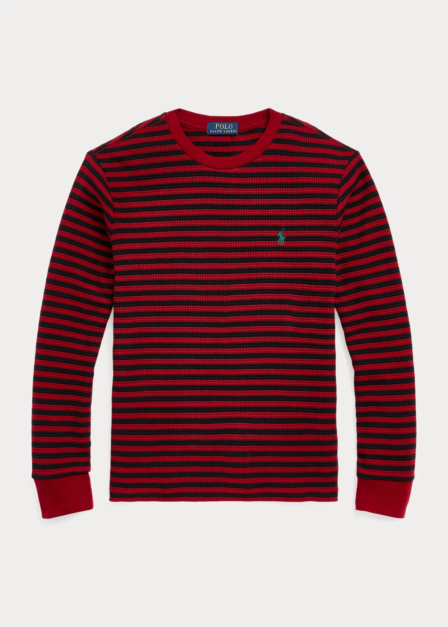 Striped Waffle Cotton Long-Sleeve Tee