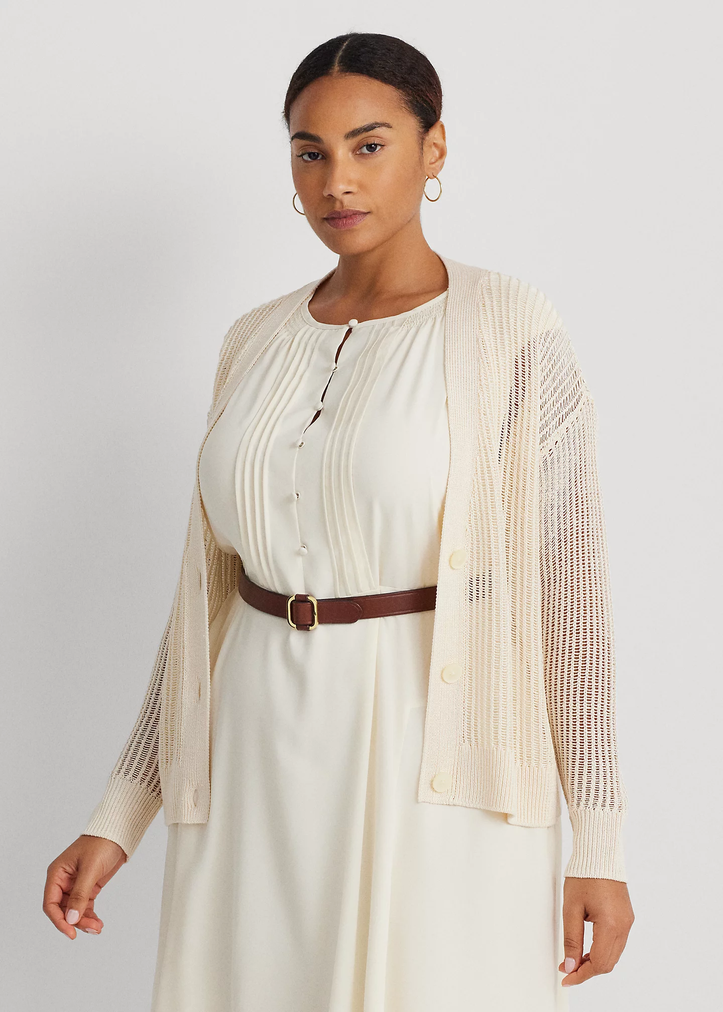 Linen-Blend Rib-Knit Cropped Cardigan