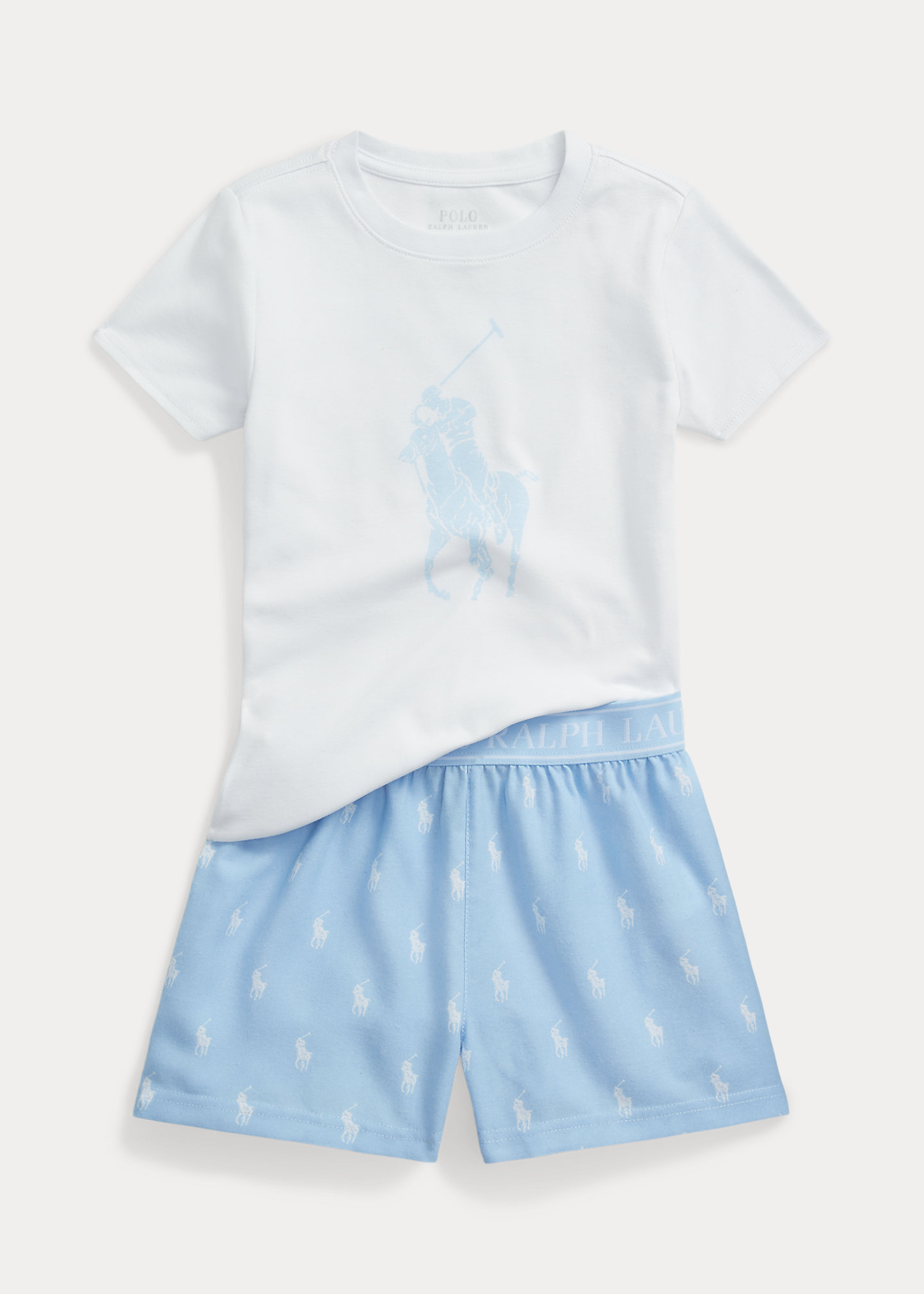 Cotton Tee & Flannel Short Sleep Set