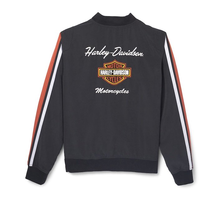 Women's Iconic Sleeve Stripe Matte Satin Bomber Jacket