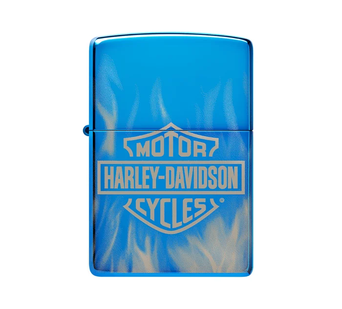 Harley-Davidson 360° Flames High Polish Blue Windproof Lighter