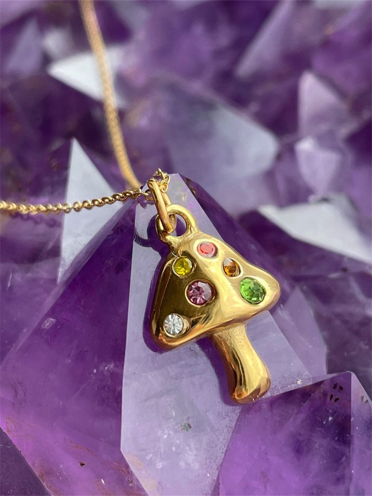 Mushroom Inspired Colorful Stone Studded Necklace