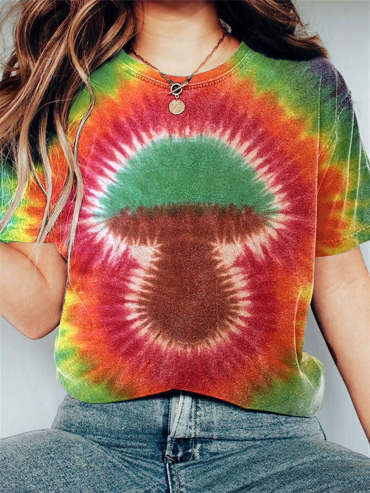 Mushroom Tie-Dye Casual Cozy Vintage T-Shirt