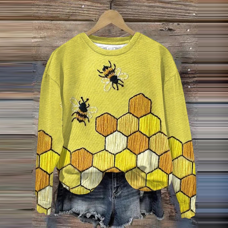Women's Bee Print Casual Sweatshirt
