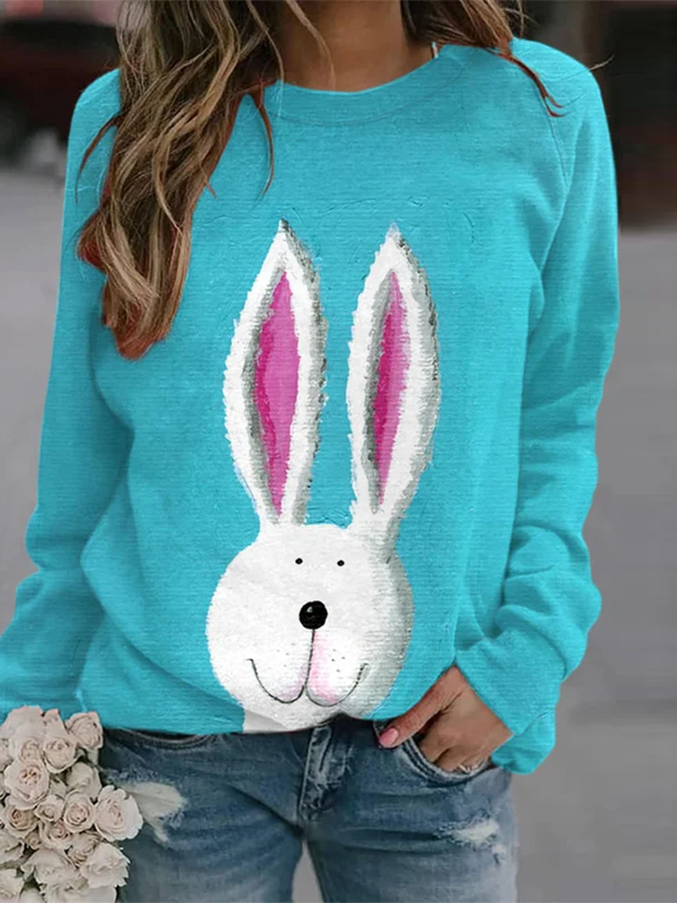Women'S Easter Bunny Print Sweatshirt