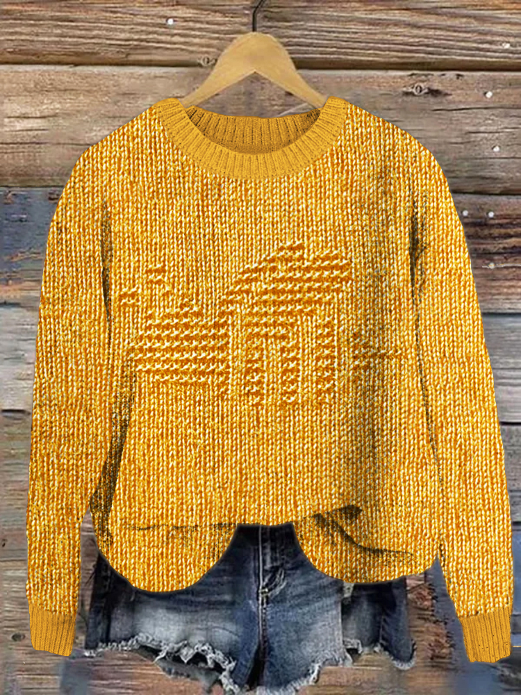 Bee Knit Pattern Cozy Sweater