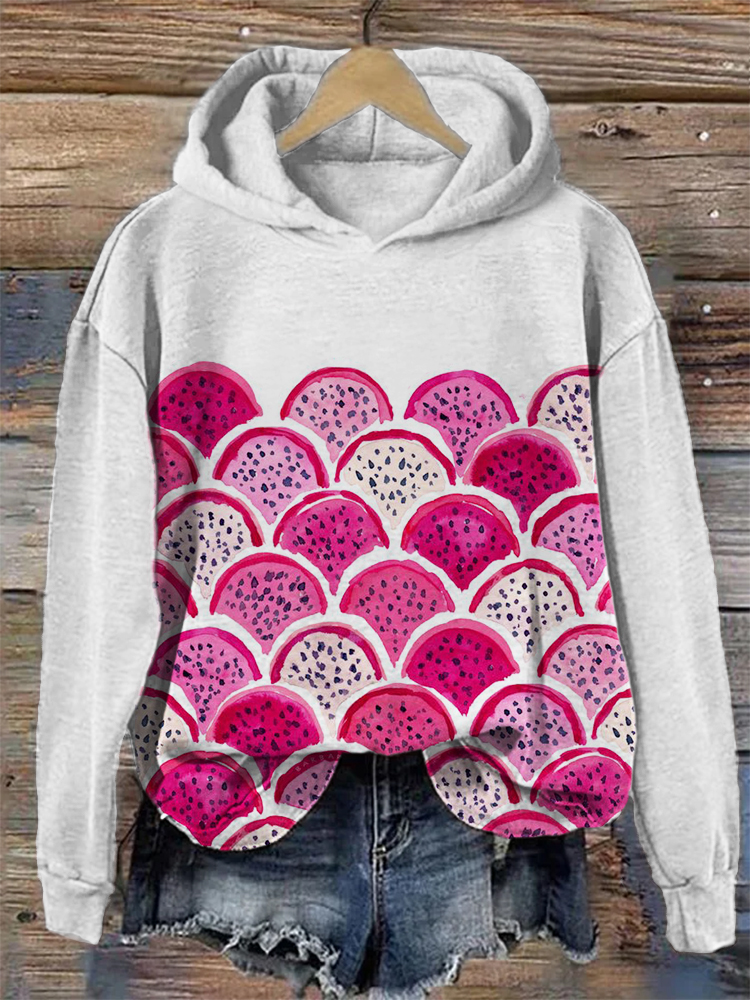 Pitaya Inspired Wave Watercolor Cozy Hoodie