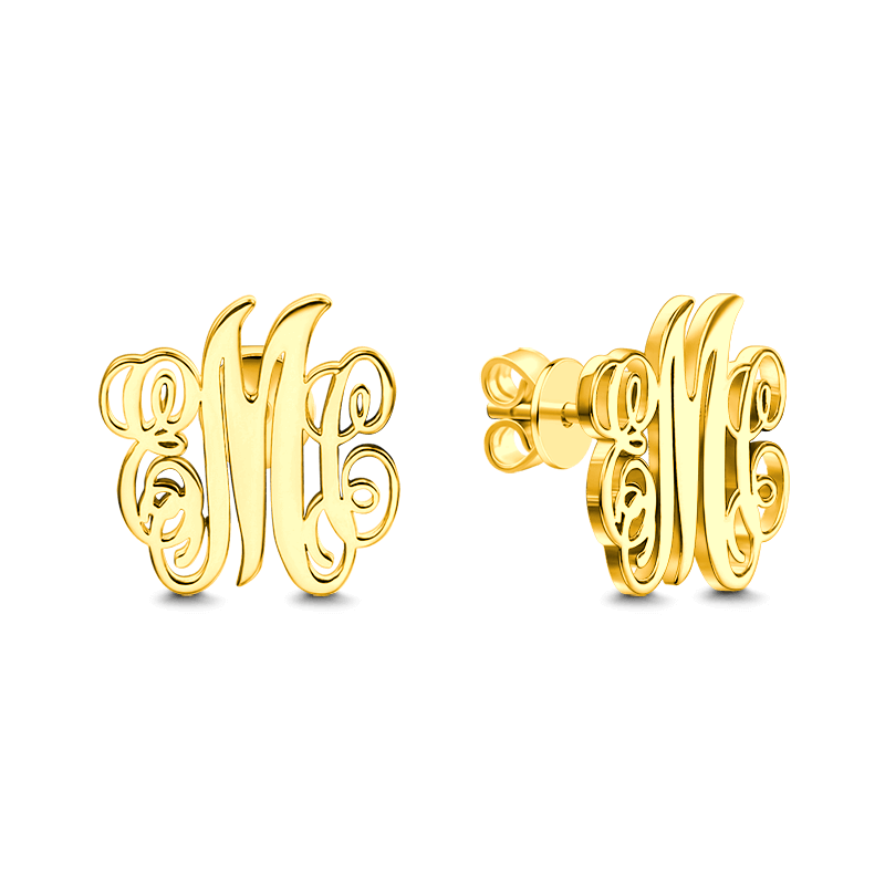 Monogram Earrings Gold Plated Silver