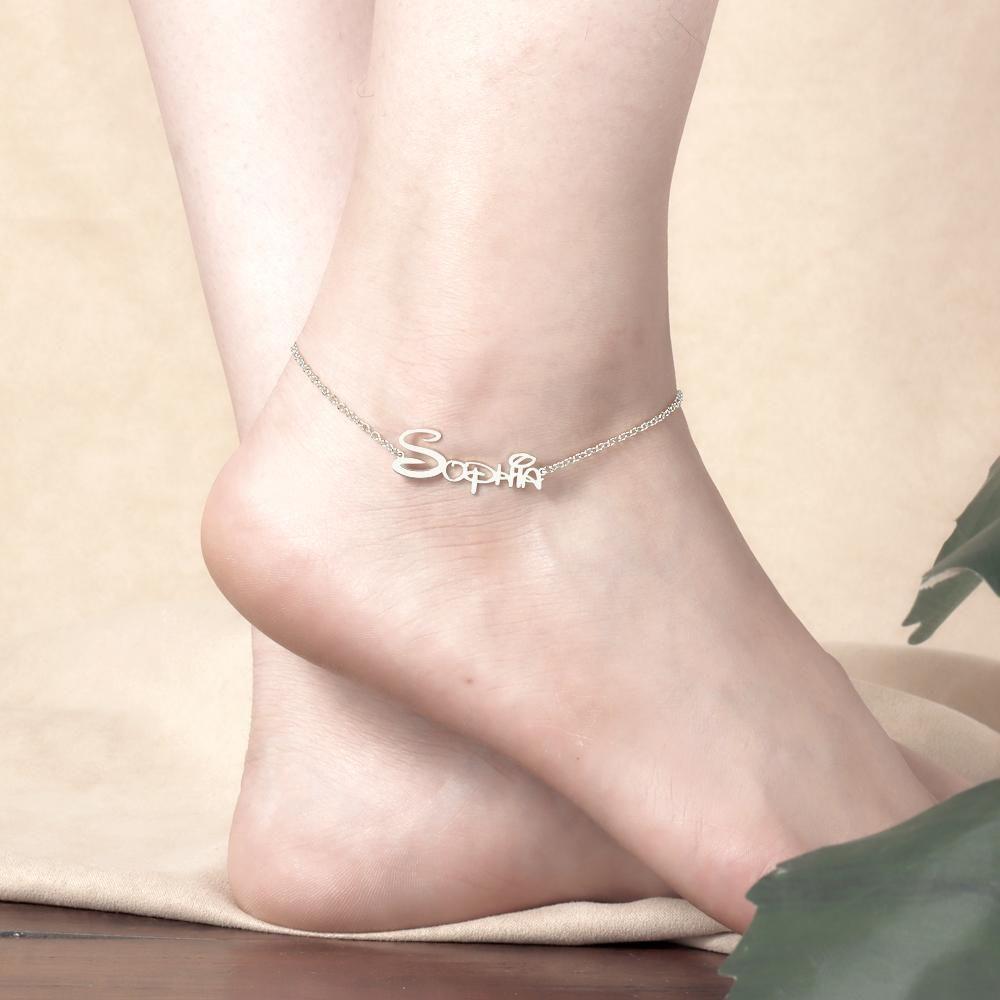 Custom Name Anklet Silver Unique Gift