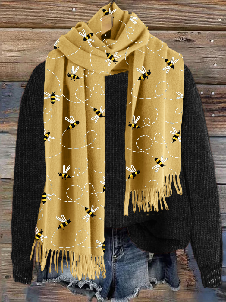 Flying Bees Embroidery Pattern Cozy Scarf