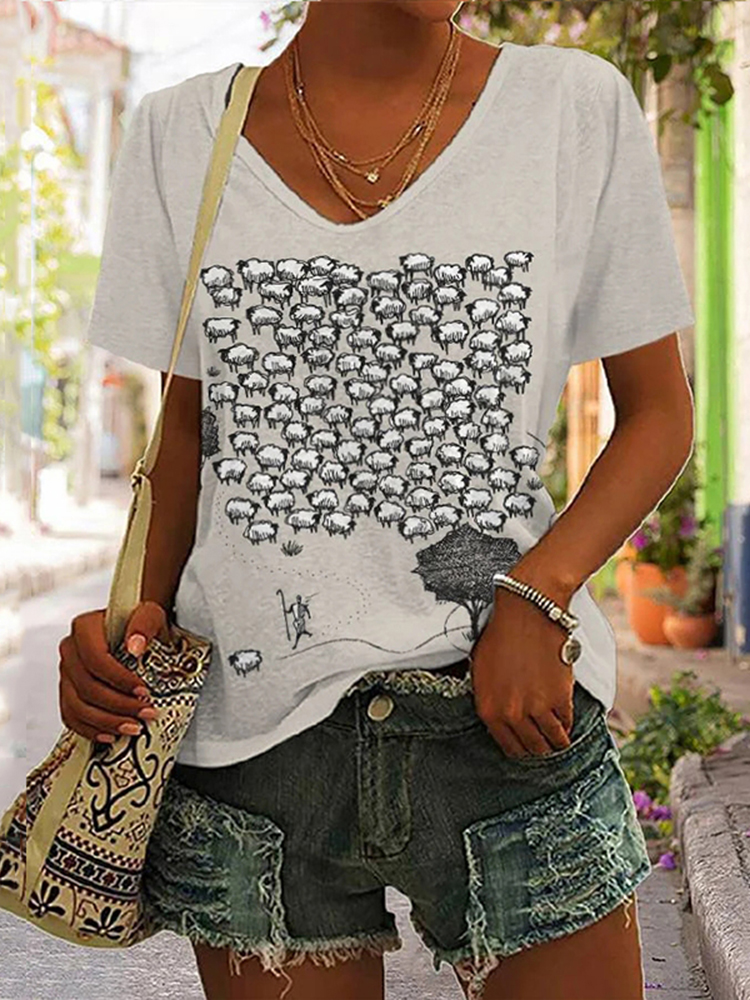 Women's Jesus Leaves the 99,Rejoices over One Lost Sheep V Neck T-Shirt