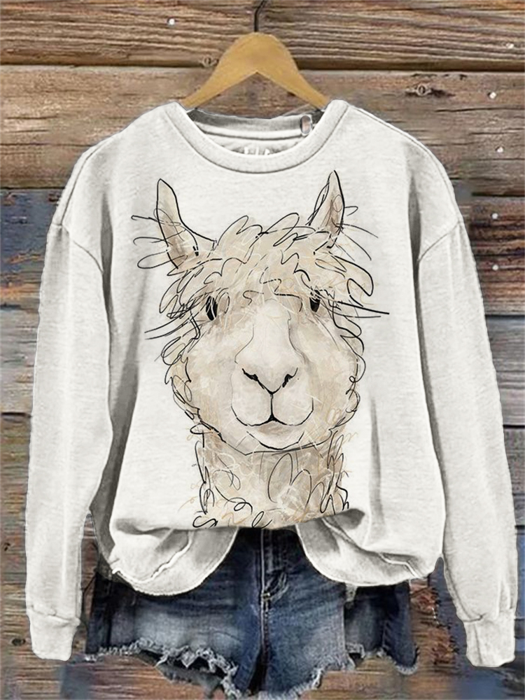 Funny Alpaca Painting Comfy Sweatshirt