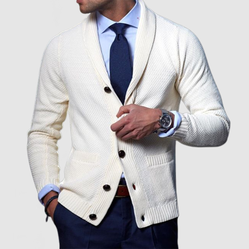 Men's Lapel Collar Knitted Cardigan
