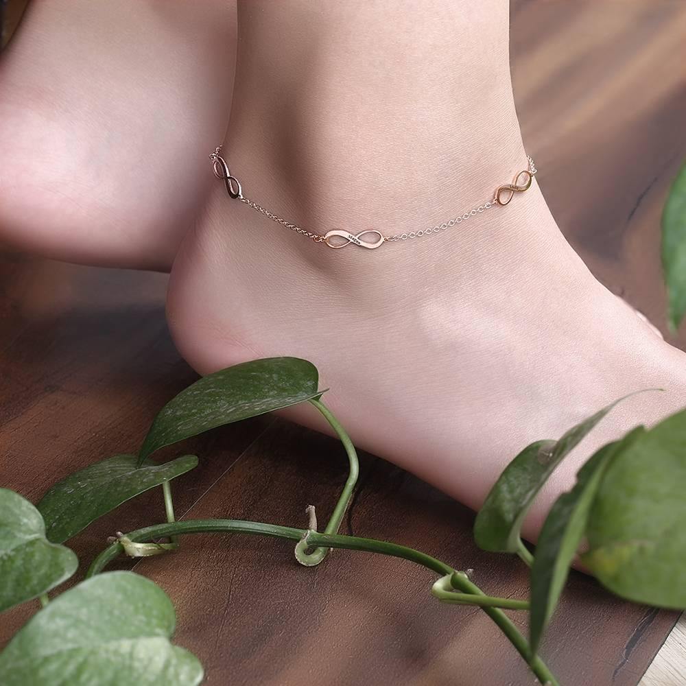 Engraved Infinity Anklet Rose Gold Plated Silver